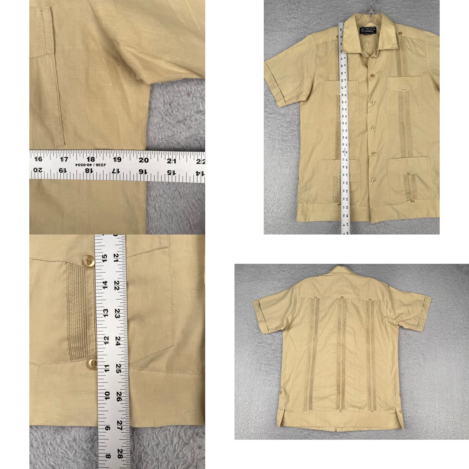 Vintage VINTAGE Domingues Guayabera Shirt Men 36 Beige Button-Up 100% Cotton 4 Pocket READ Size US M / EU 48-50 / 2 - 8 Thumbnail