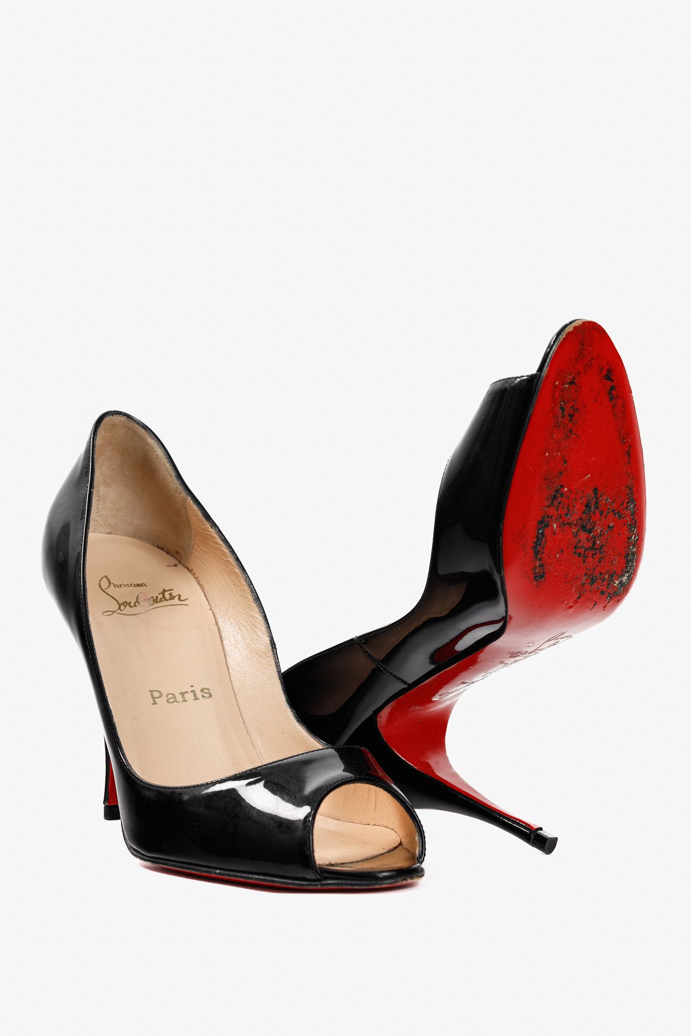Christian Louboutin Christian Louboutin Yoyo 100 Patent Peep-Toe Pumps Size US 7.5 / IT 37.5 - 4 Thumbnail
