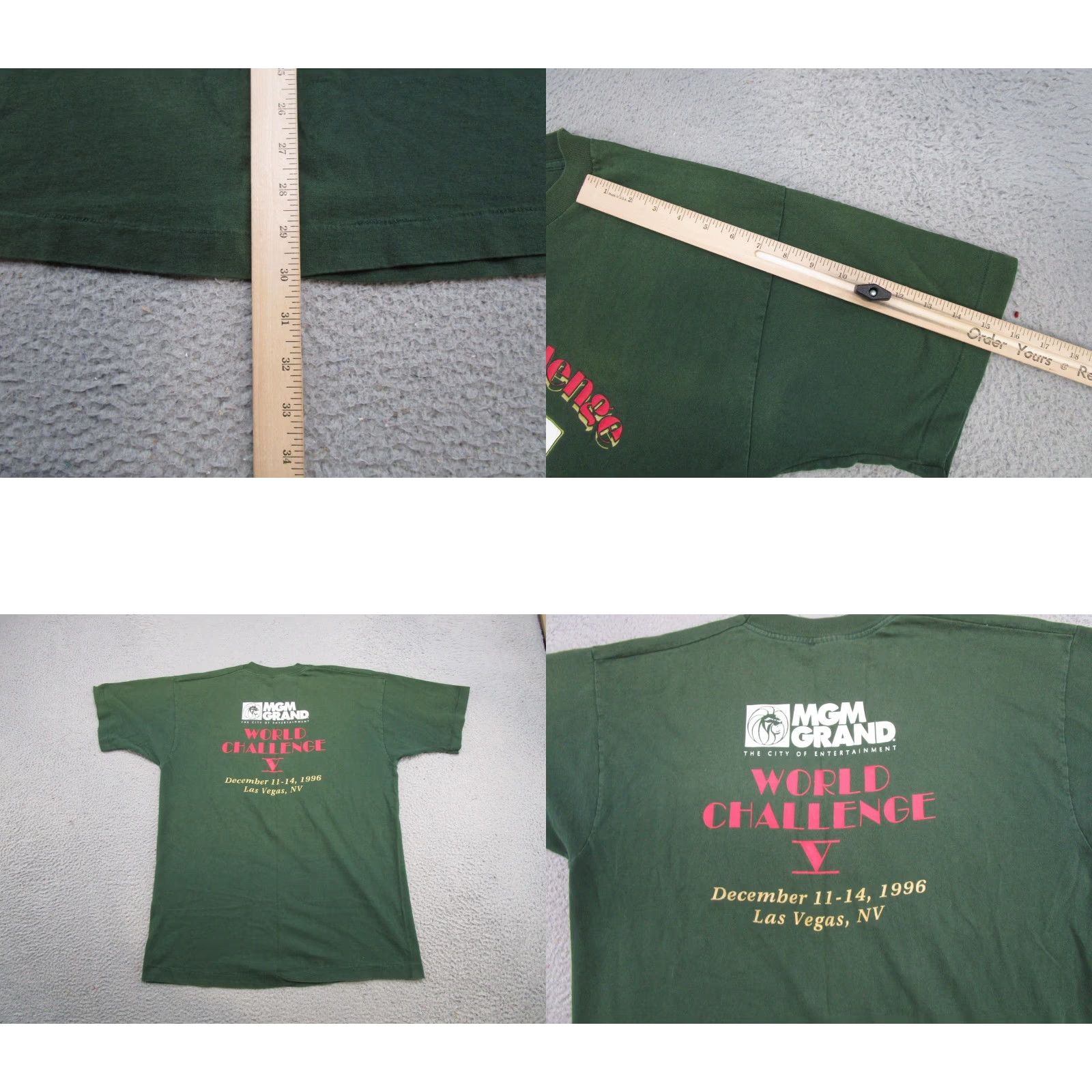 Fruit Of The Loom VTG Firefighter Combat World Challenge Single Stitch MGM Vegas Shirt XL Men's Cotton Green 1990s 90s Size US XL / EU 56 / 4 - 8 Thumbnail
