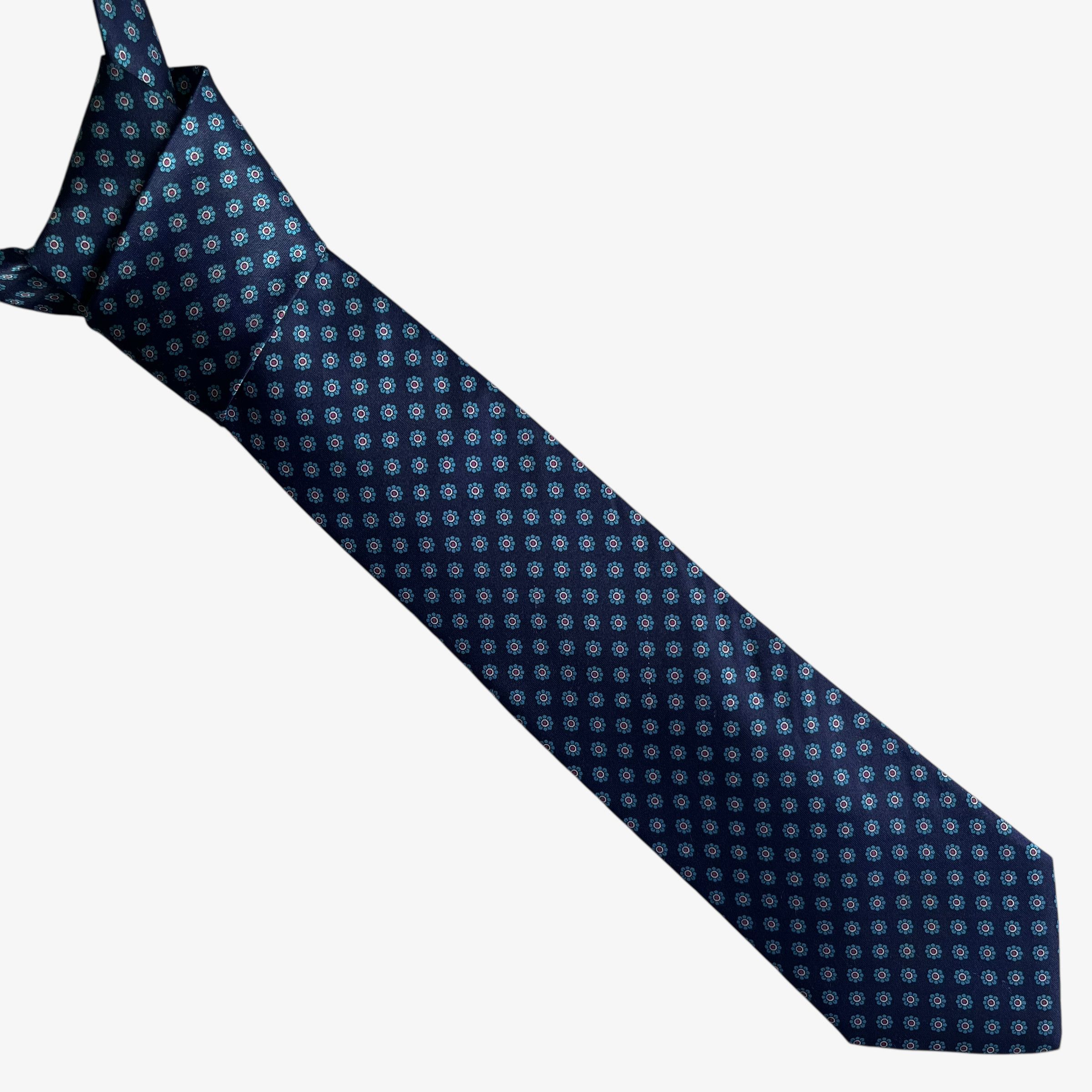 Van Heusen Vintage 90s Van Heusen Abstract Floral Print Blue Silk Tie Size ONE SIZE - 1 Thumbnail