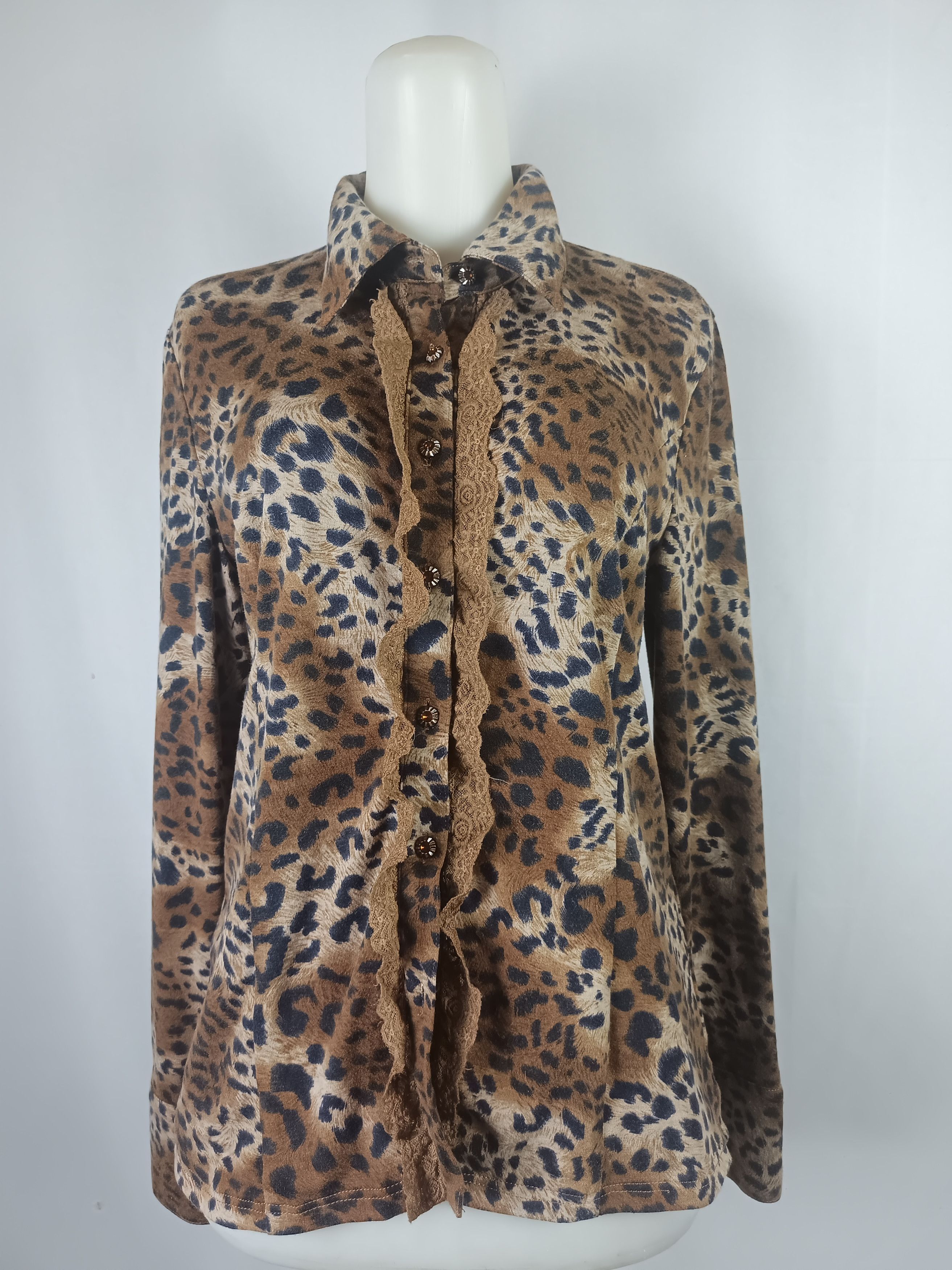 The Unbranded Brand FABIO FERRETTI Leopard Lace Shirt Size M / US 6-8 / IT 42-44 - 1 Thumbnail
