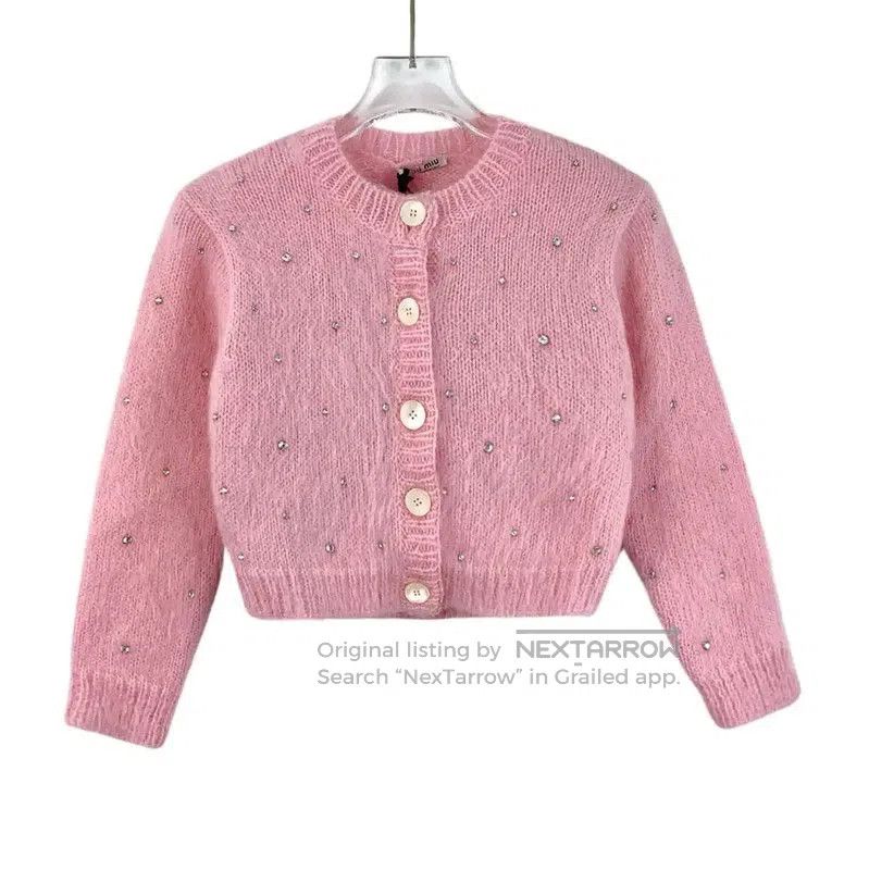 Miu Miu Miu Miu Pink Mohair Cardigan for Women . Size XS / US 0-2 / IT 36-38 - 1 Thumbnail