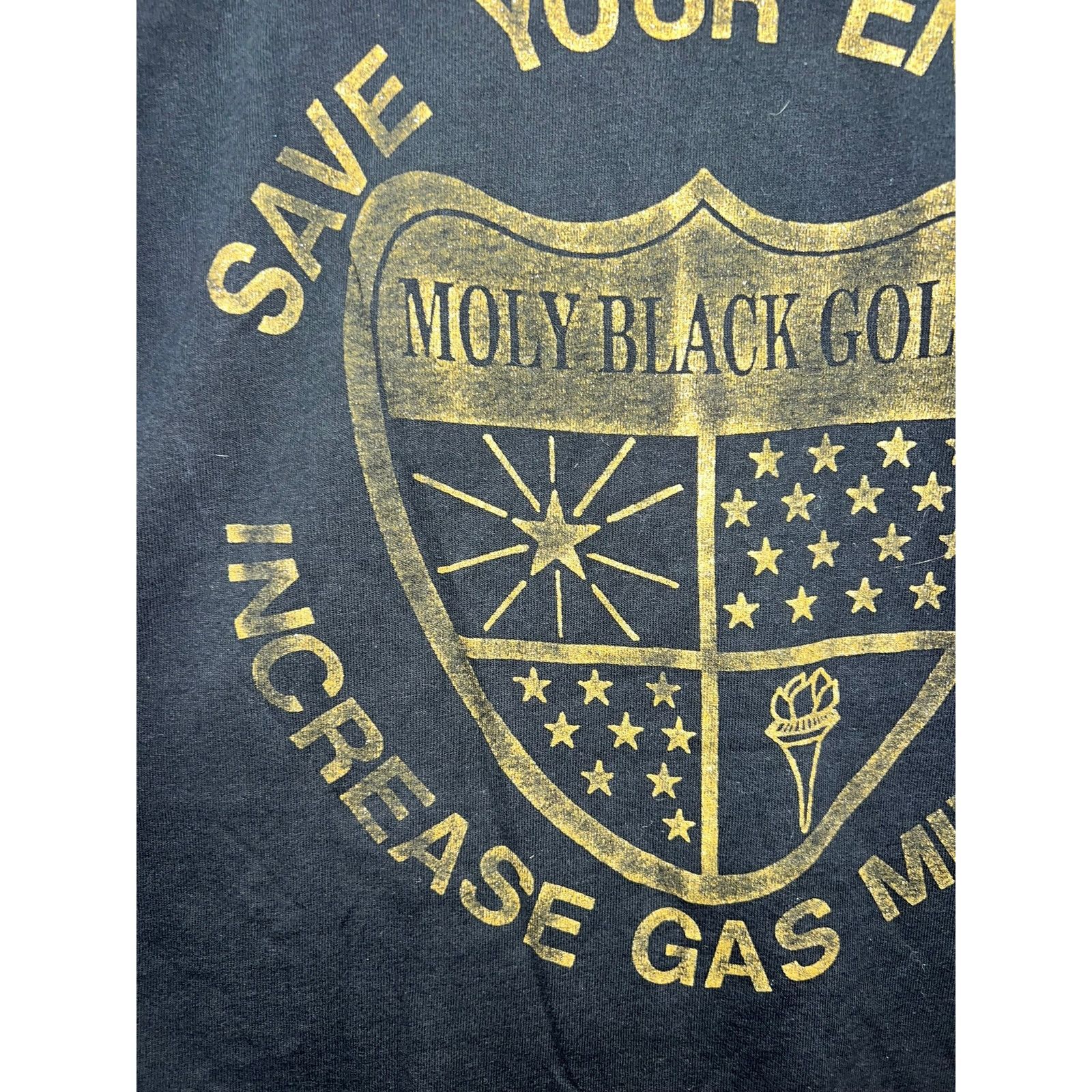 Fruit Of The Loom Vintage Moly Black Gold Shirt Save Your Engine Tee 90s Large Size US L / EU 52-54 / 3 - 7 Thumbnail