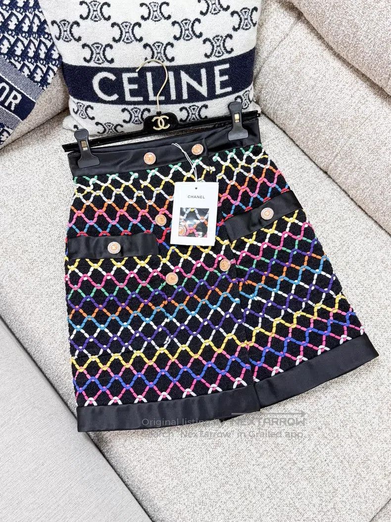 Chanel Chanel Colorful diamond checkered line embroidery braided Size 24" / US 00 / IT 34 - 3 Thumbnail
