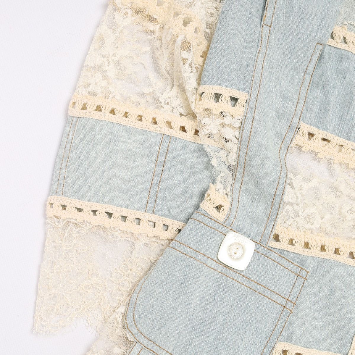 Dior Christian Dior by Galliano 2005 Lace Crochet Jacket Denim Size S / US 4 / IT 40 - 17 Thumbnail