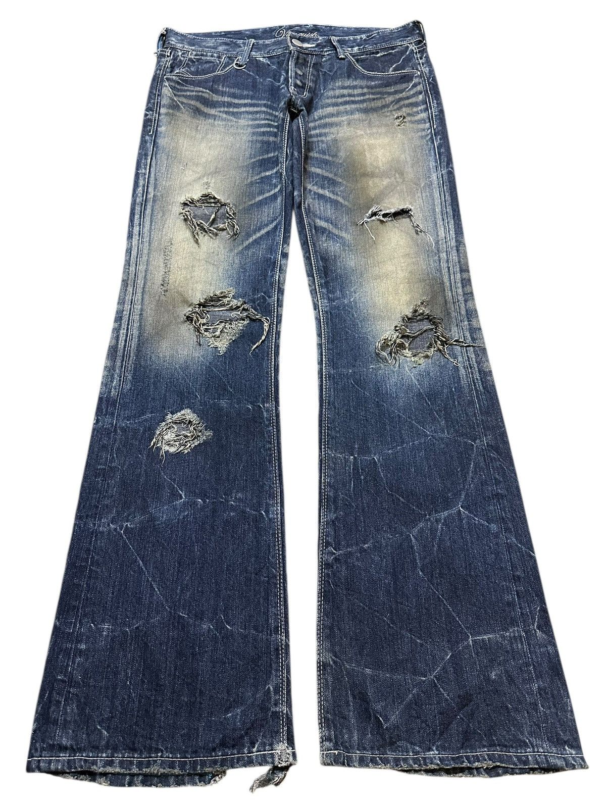 Vintage Japan Vanquish Faded Wash Thunder Distress Flare