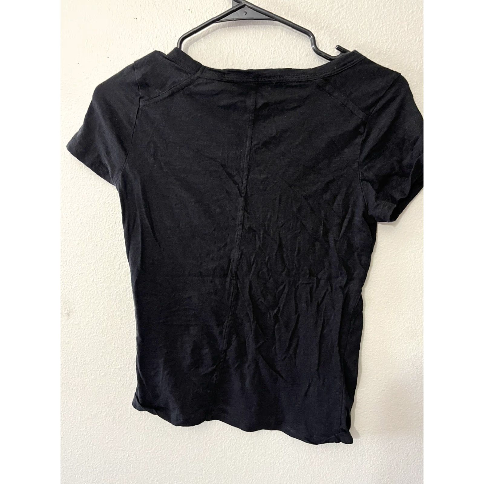 Vintage Truth Womens Short Sleeve Cropped Shirt Size S Black Solid Casual T-Shirt Size S / US 4 / IT 40 - 2 Thumbnail