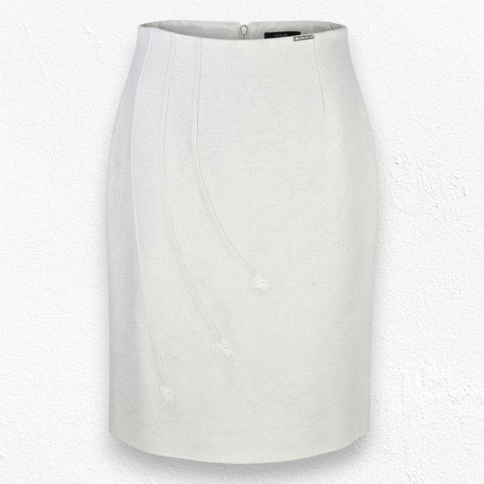 Vintage 90s Vintage Cream Embroidered Wool Skirt Size 40 Size 32" / US 10 / IT 46 - 1 Thumbnail