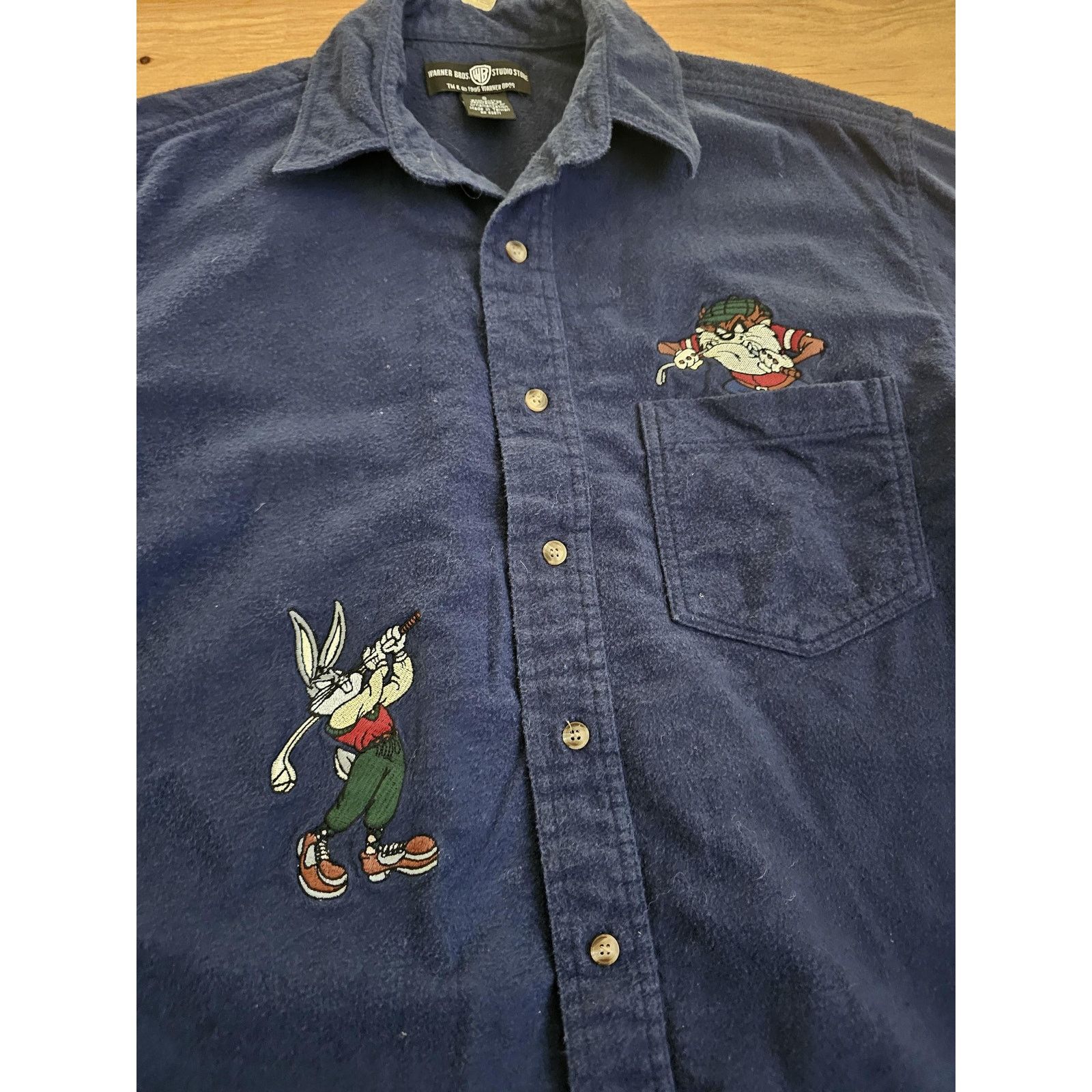 Warner Bros Bugs Bunny Taz Golf Themed Chamoise Shirt Long Sleeve S 90s Size US S / EU 44-46 / 1 - 3 Thumbnail