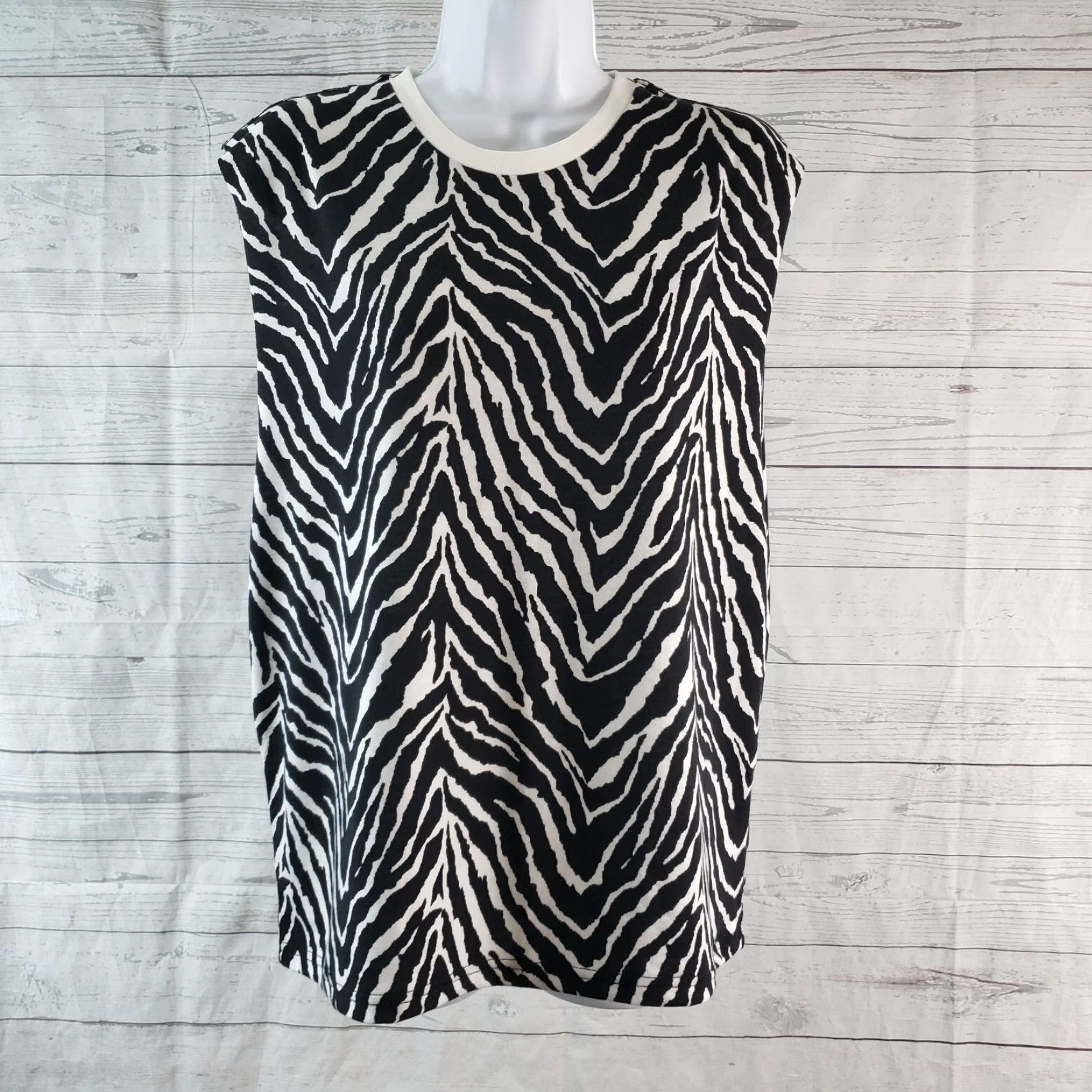 Vintage Zyia Active Tank Top Womens Safari Sleeveless XL Black White Animal Print Shirt Size XL / US 12-14 / IT 48-50 - 2 Thumbnail
