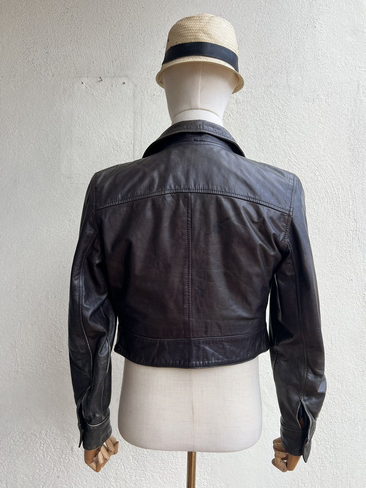 Vintage HIDESIGN Fade Patina Leather Jacket Cropped