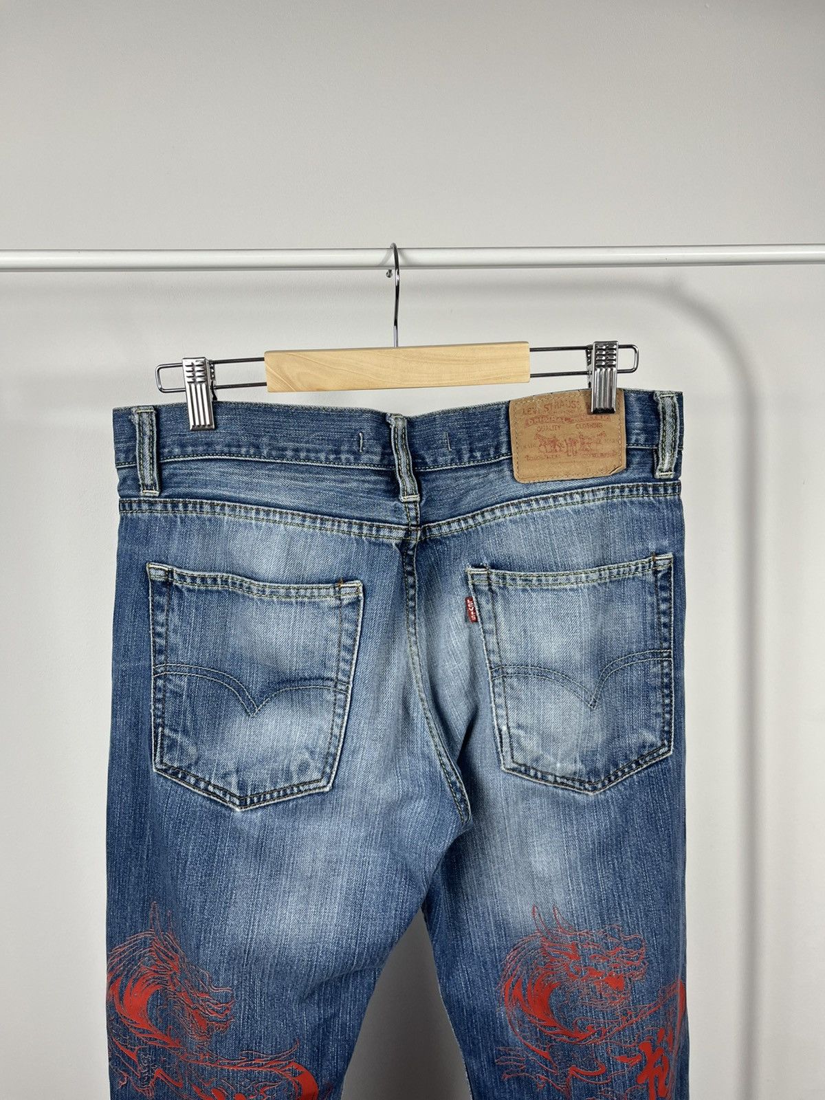 Levi's Levi’s 506 Custom Dragon Print Jeans Red Graphic Rear Art Size US 32 / EU 48 - 5 Thumbnail