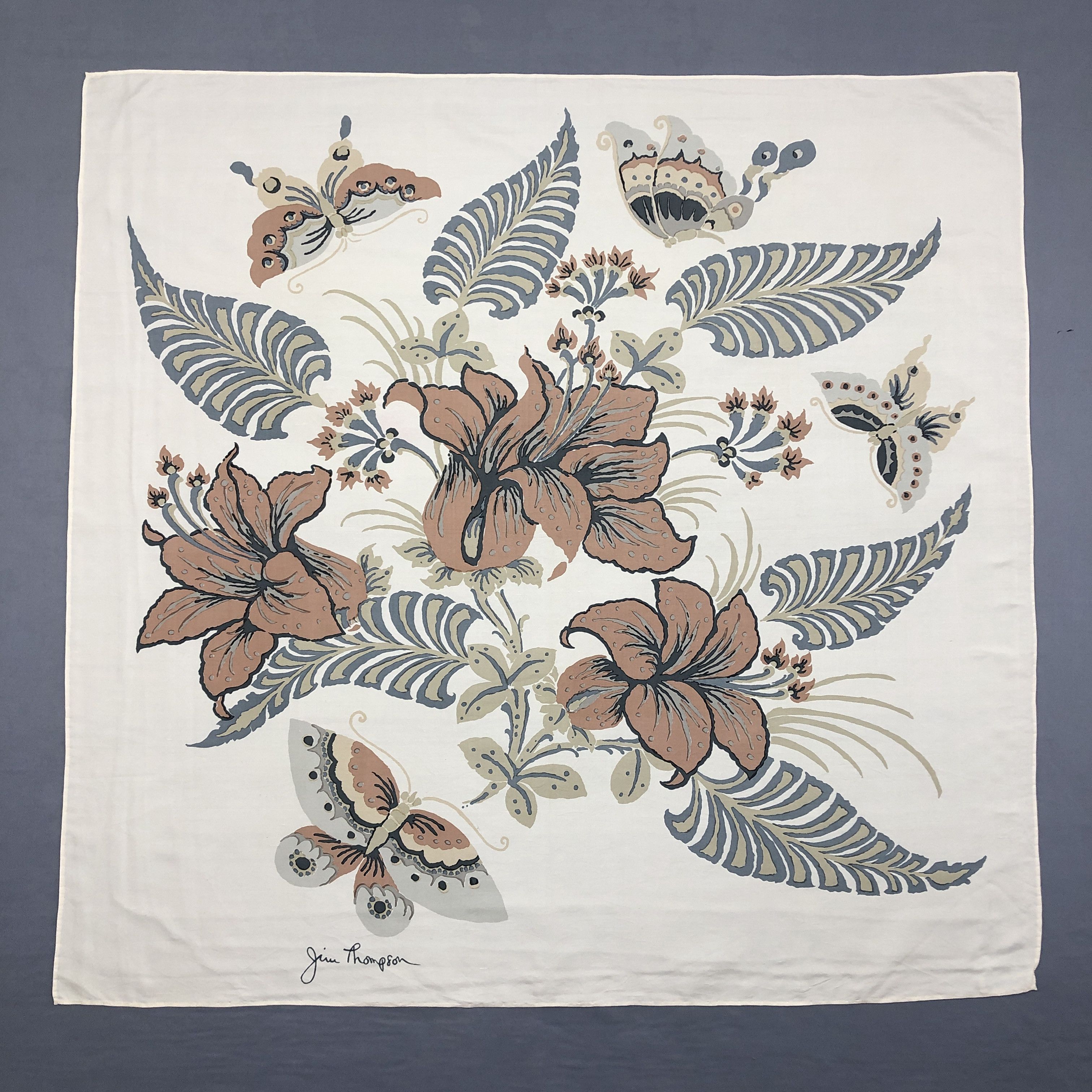 Jim Thompson × Vintage Vintage Jim Thompson SILK Scarf Twill Stole Wraps Scarves Size ONE SIZE - 1 Thumbnail