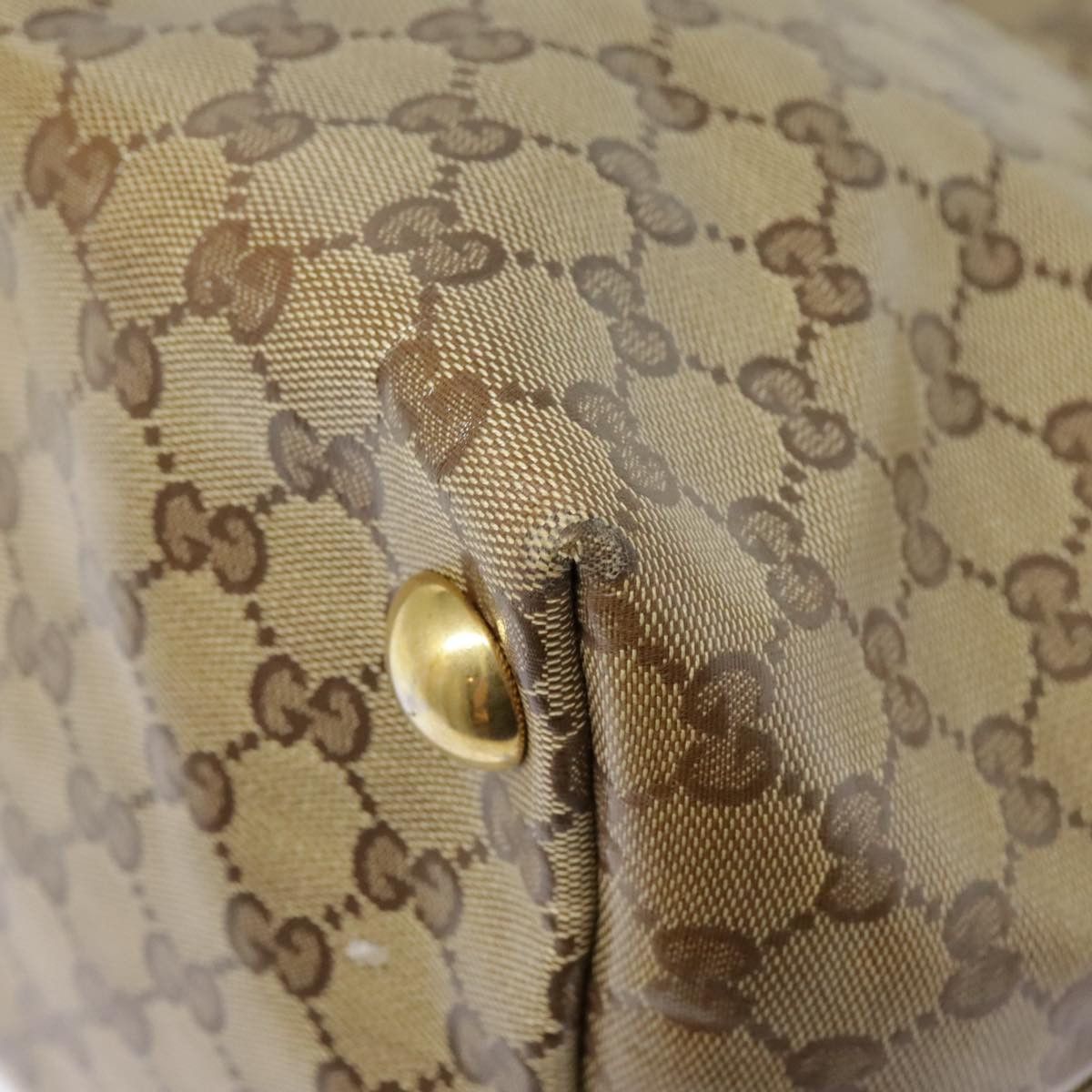 GUCCI GG Crystal Tote Bag Coated Canvas Beige White Silver