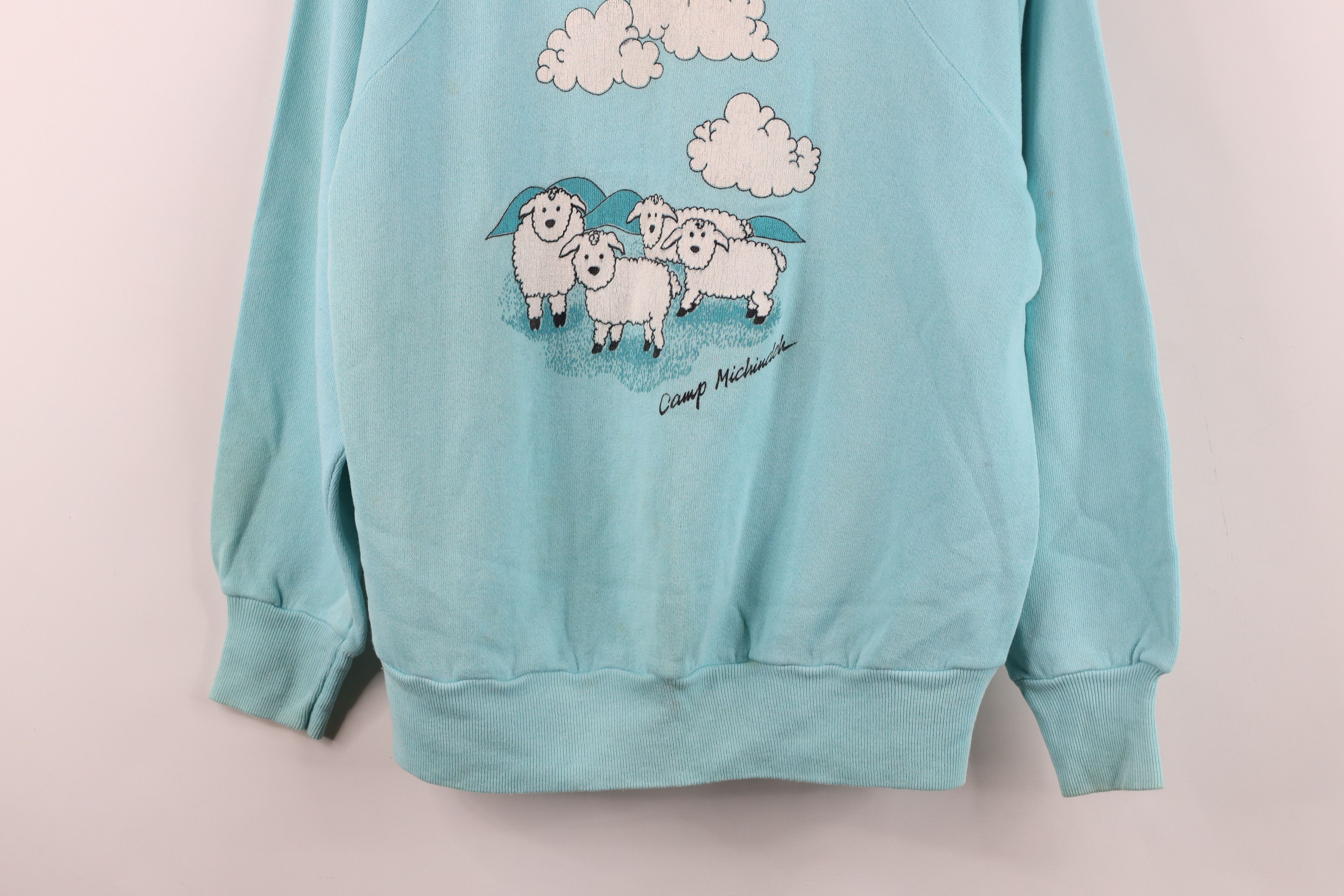 Vintage Vintage 70s 80s Michindoh Sheep Crewneck Sweatshirt Blue USA Size M / US 6-8 / IT 42-44 - 3 Thumbnail