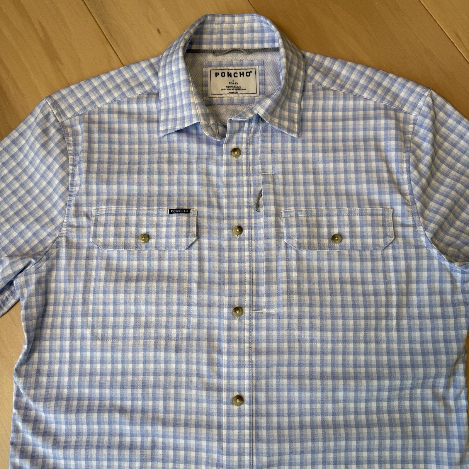 Other Poncho Shirt Small Blue Nylon Short Sleeve Button Up Summer Size US S / EU 44-46 / 1 - 4 Thumbnail