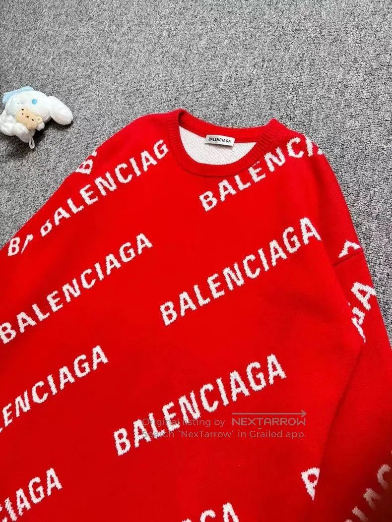 Balenciaga Balenciaga Red Logo Knit Sweater XS. Size US XS / EU 42 / 0 - 3 Thumbnail
