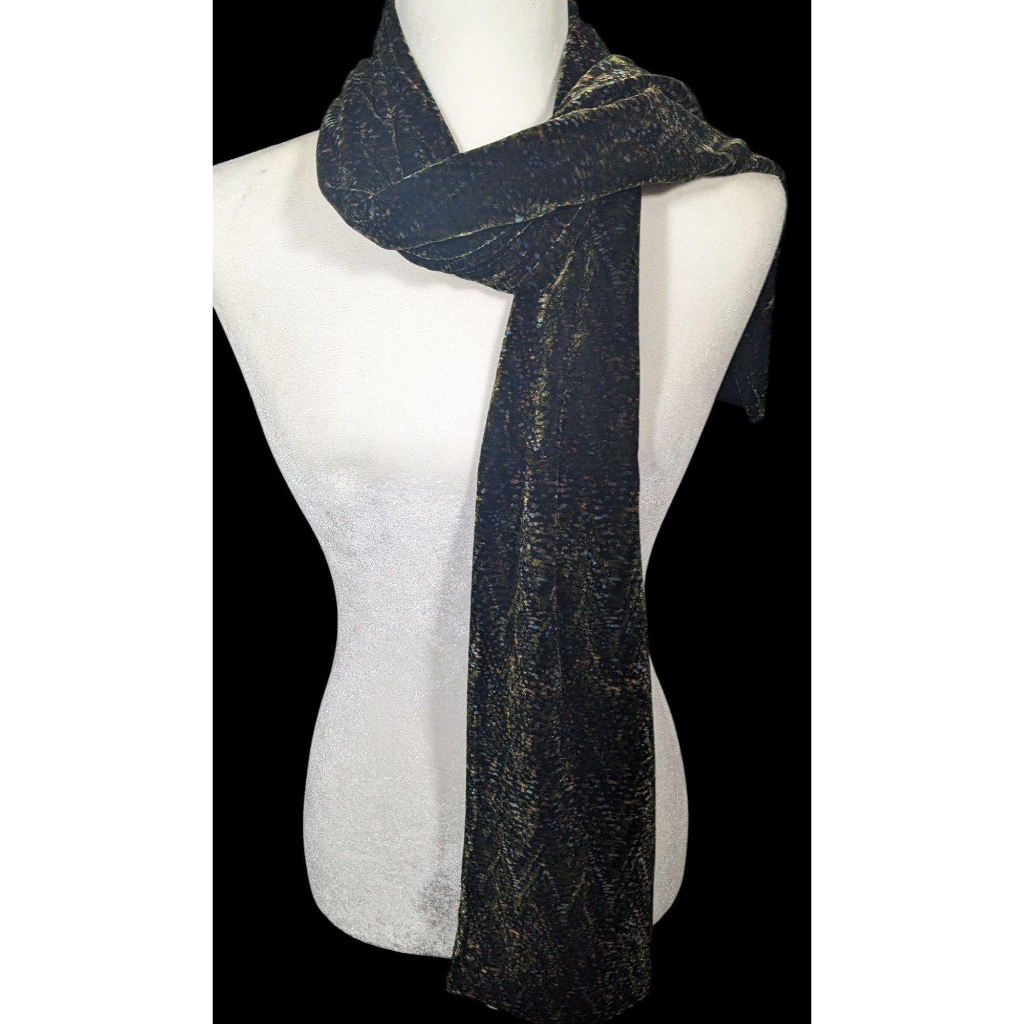 Other Black And Green Speckled Velvet-Like Scarf Size ONE SIZE - 4 Thumbnail
