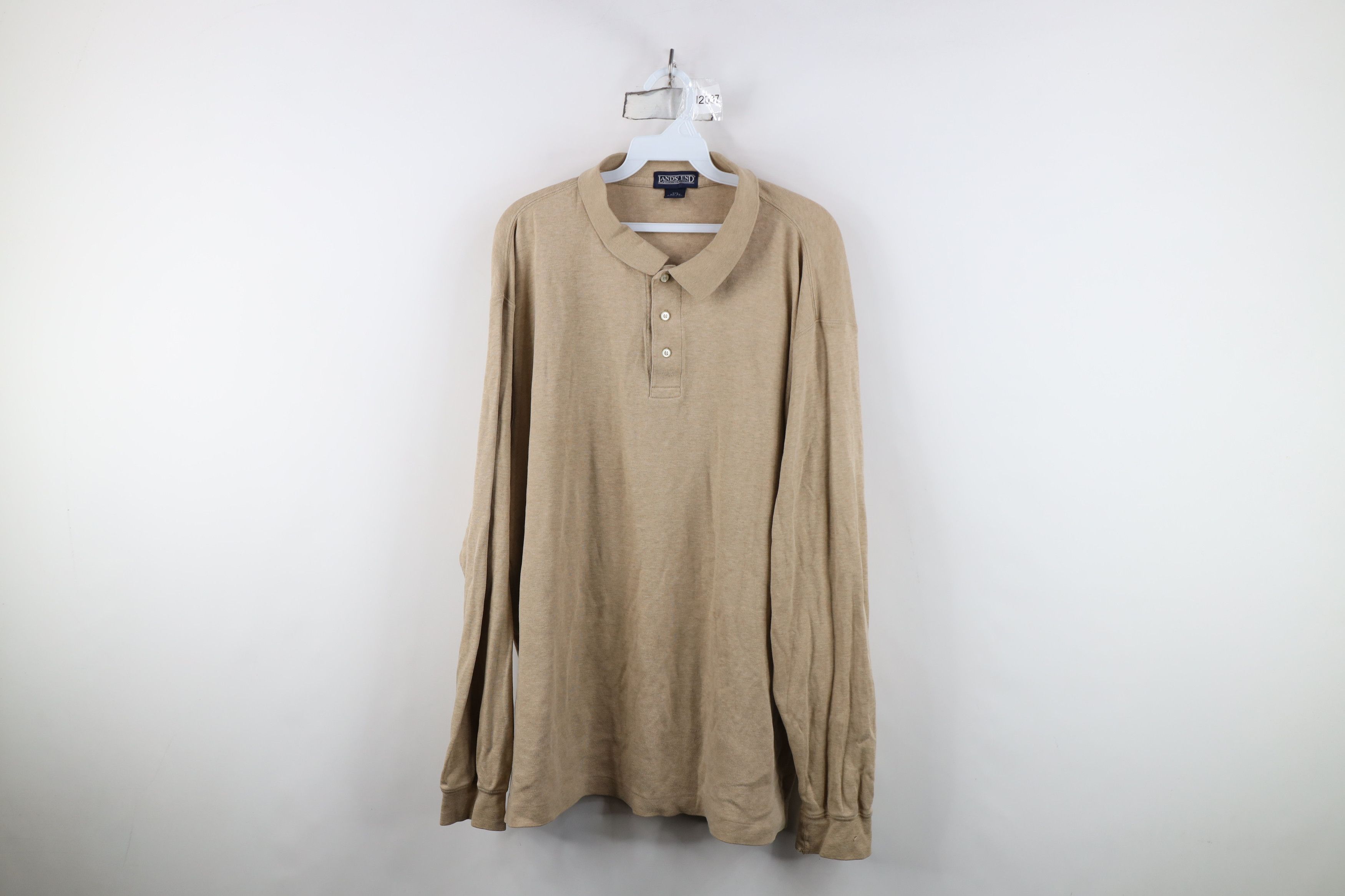 Lands' End Vintage Lands End Cotton Long Sleeve Rugby Polo Shirt Beige Size US XXL / EU 58 / 5 - 1 Thumbnail