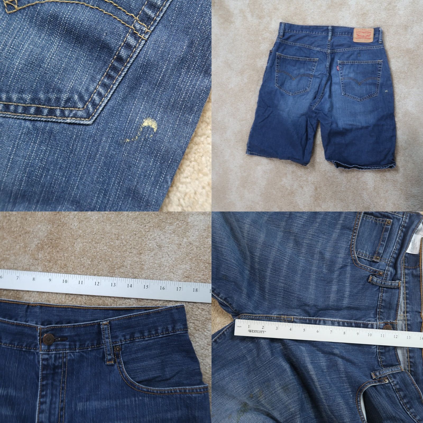 Levi's Levi's 569 Loose Fit Shorts Mens 34 Blue Denim Distressed Baggy Bermuda Casual 5-Pocket Pattern Solid Vintage: No? Size US 34 / EU 50 - 8 Thumbnail