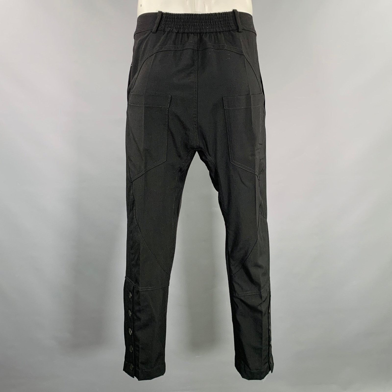 Haider Ackermann Size 34 Black Wool Polyamide Drop Crotch Dress Pants Size US 34 / EU 50 - 2 Thumbnail