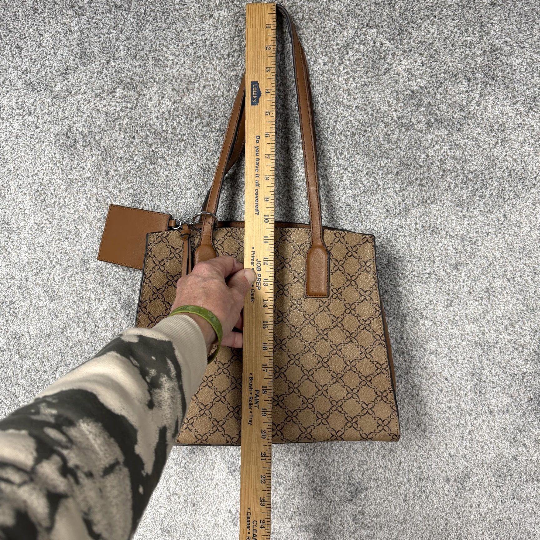 Nine West Nine West Tote Womens Large Brown Monogram Faux Leather Shoulder Pouch Work Bag Size ONE SIZE - 6 Thumbnail