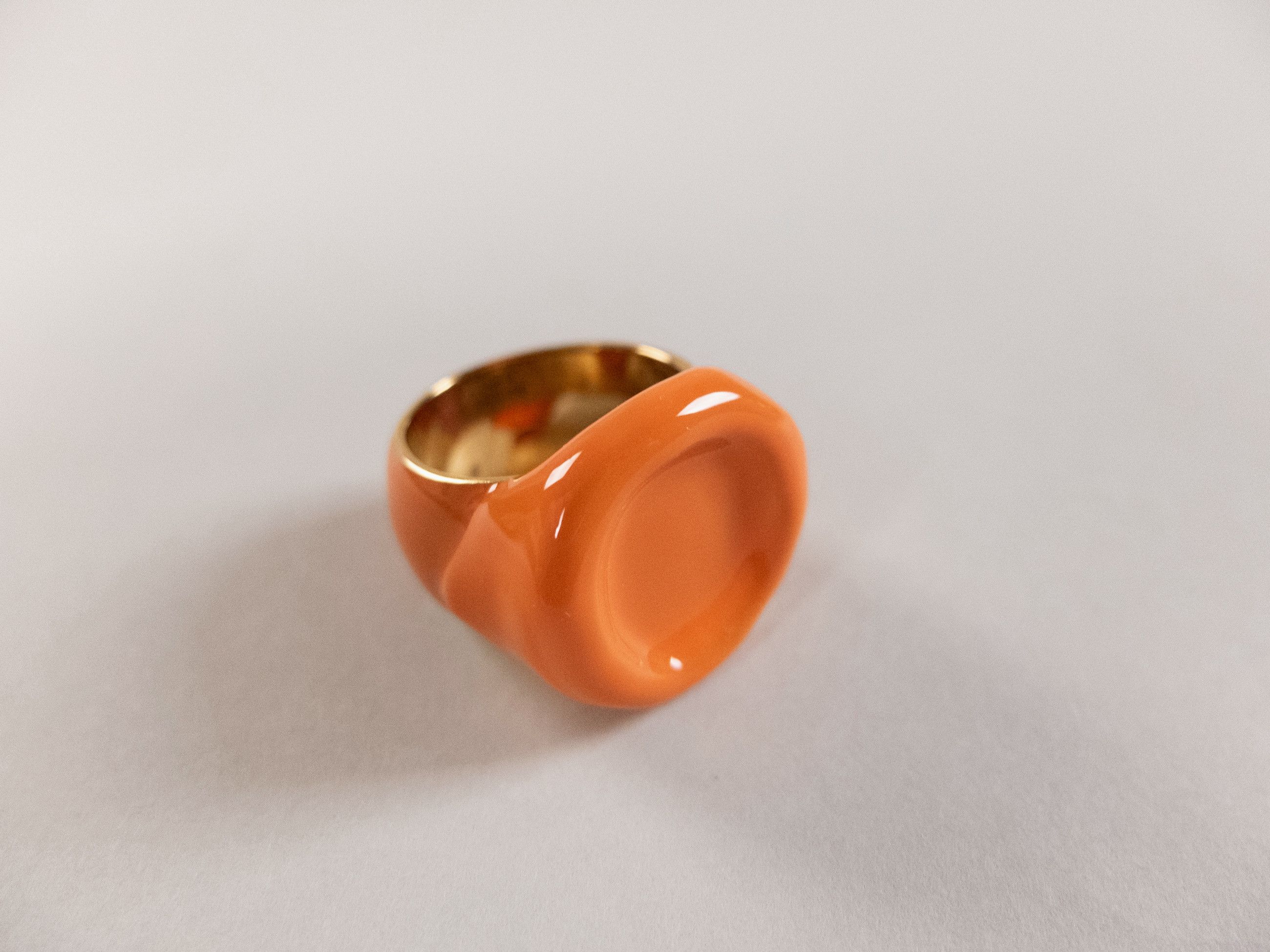 Bottega Veneta BOTTEGA VENETA Seal orange gold plated silver ring 9.5 21 q Size ONE SIZE - 6 Thumbnail