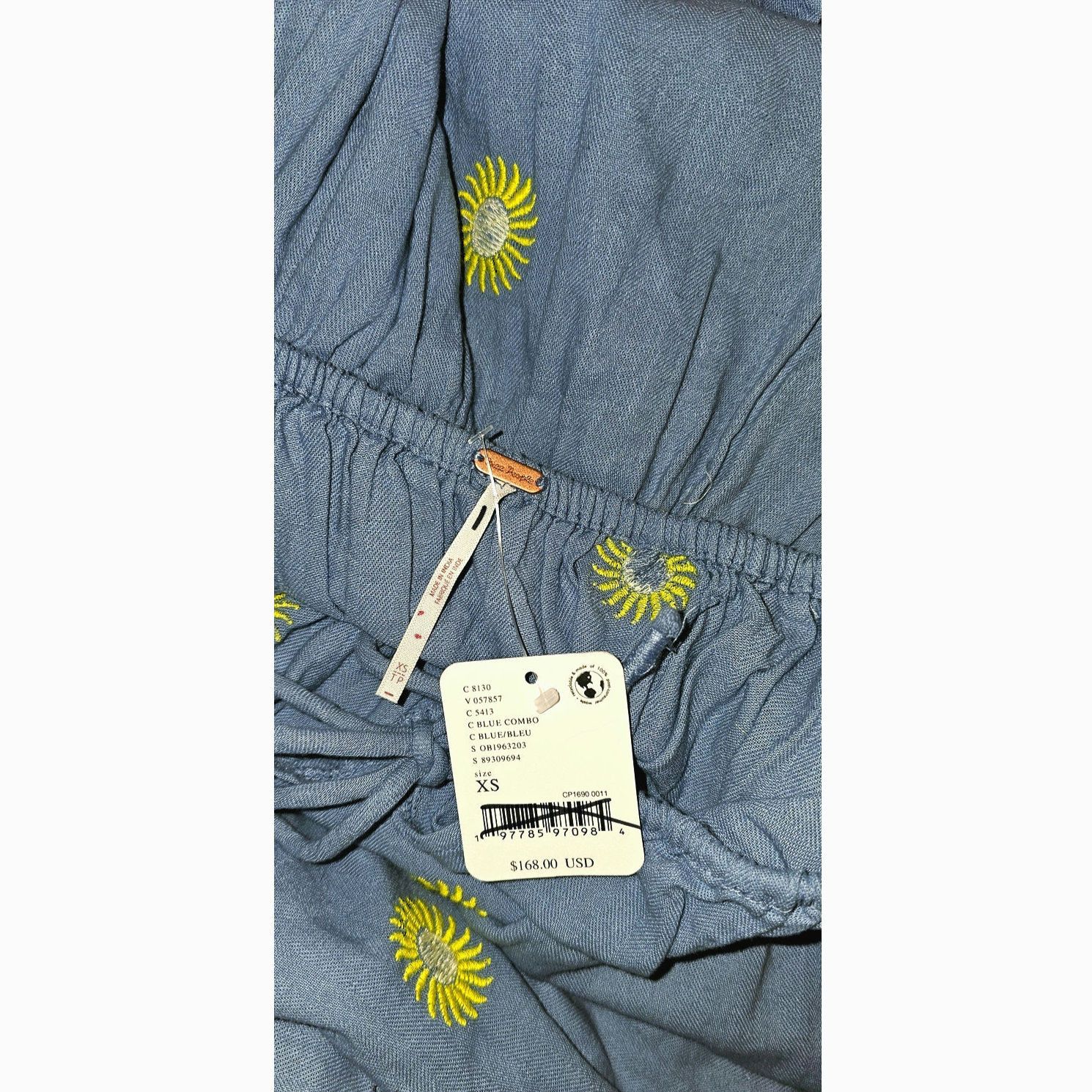 Free People NWT Free People Emory Embroidered Midi Dress $168 XS Blue Size XS / US 0-2 / IT 36-38 - 6 Thumbnail