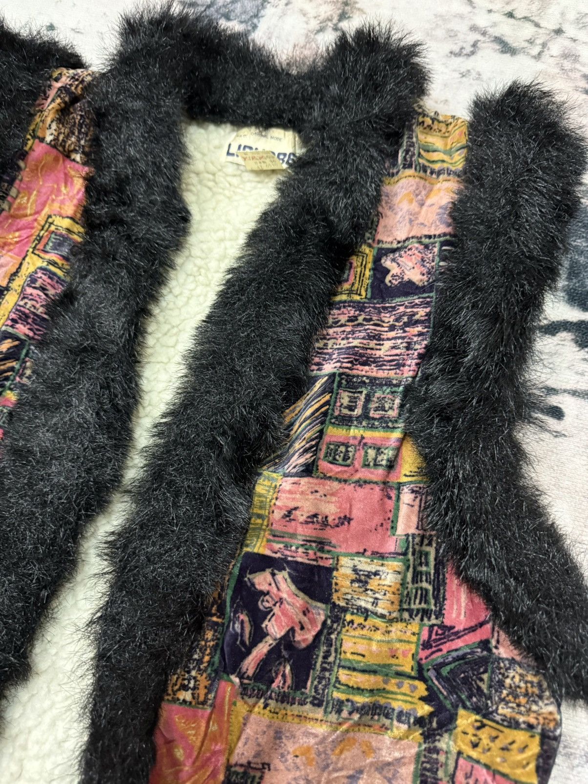Japanese Brand × Vintage Libhober Floral Mohair Trimming Fur Vests Size US S / EU 44-46 / 1 - 4 Thumbnail