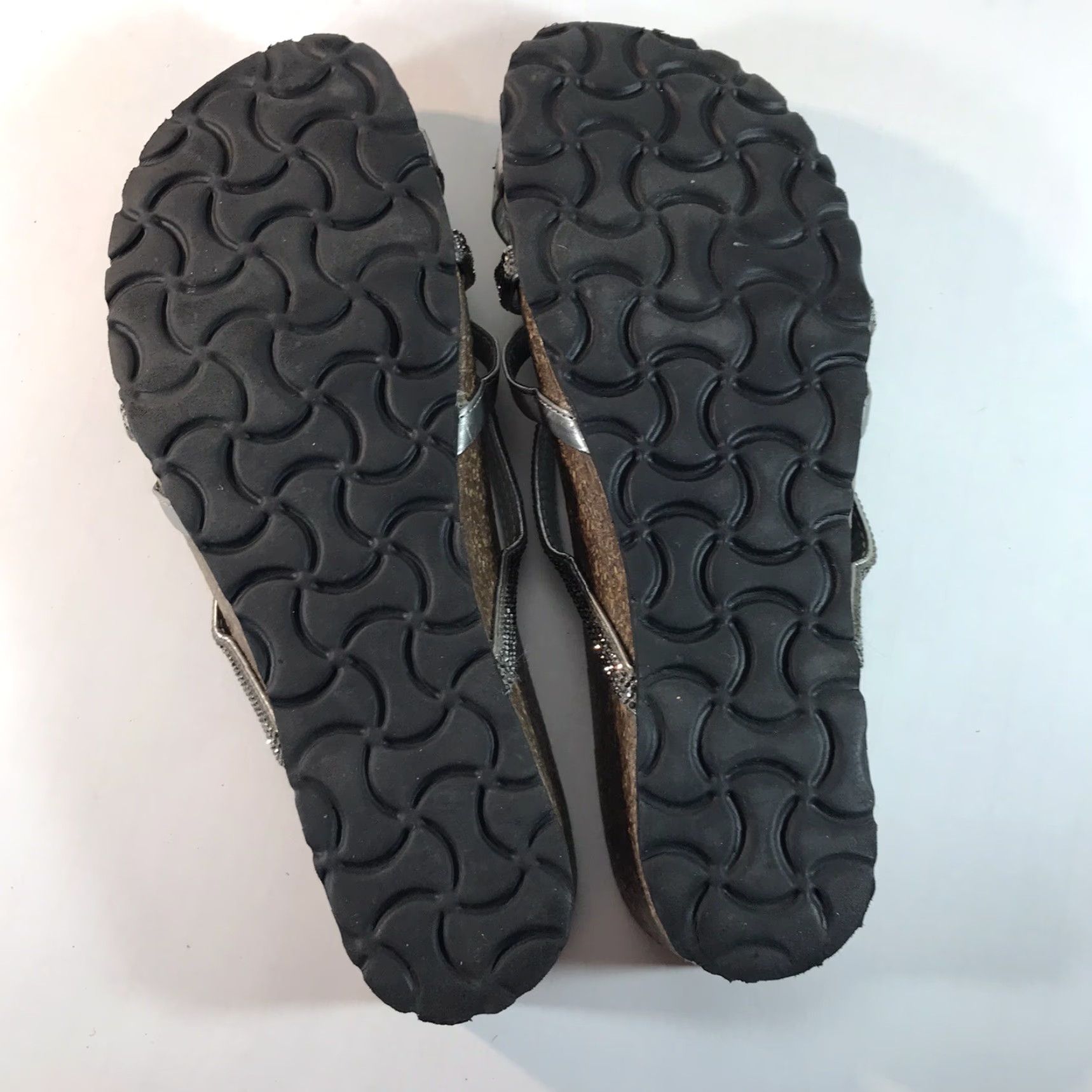 Vintage Italian Shoemakers Wedge Slides Women Size 11 Silver Leather Rhinestones Casual Summer Size US 11 / IT 41 - 6 Thumbnail