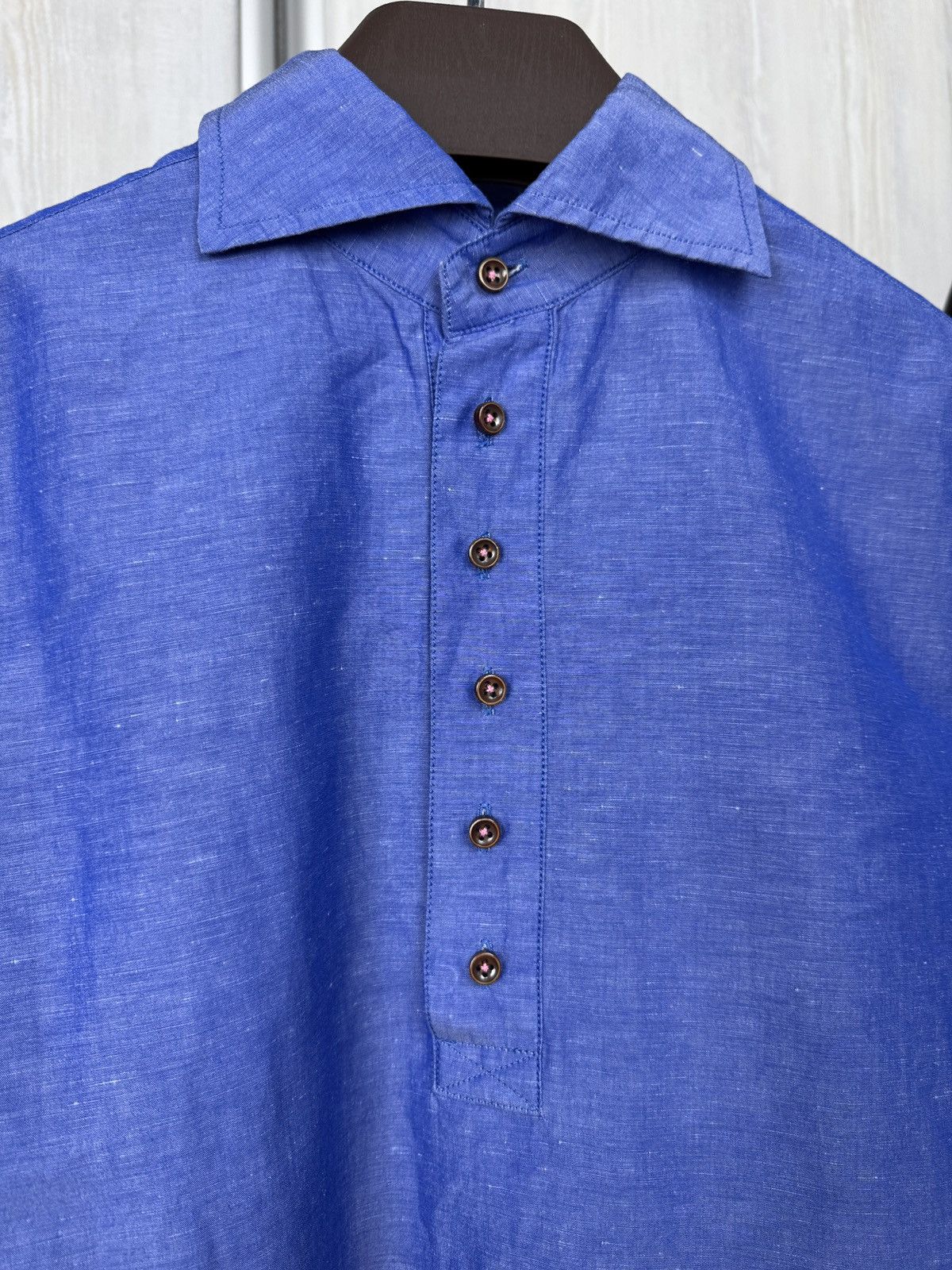 Other Recency of Mine Linen Cotton blue half button shirt Size US M / EU 48-50 / 2 - 5 Thumbnail