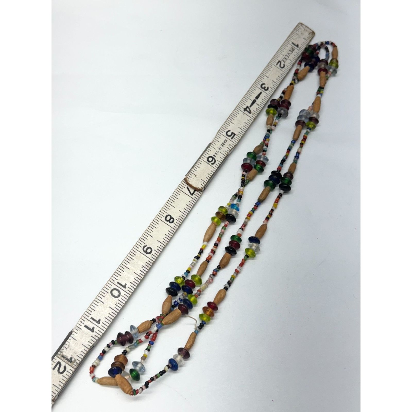 Vintage Vintage glass and wood beaded long necklace Size ONE SIZE - 4 Thumbnail