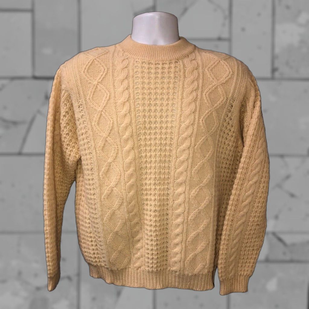 Vintage VINTAGE Panda Crewneck Cable Knit Sweater Mens Beige XL 100% Wool Size US XL / EU 56 / 4 - 1 Thumbnail