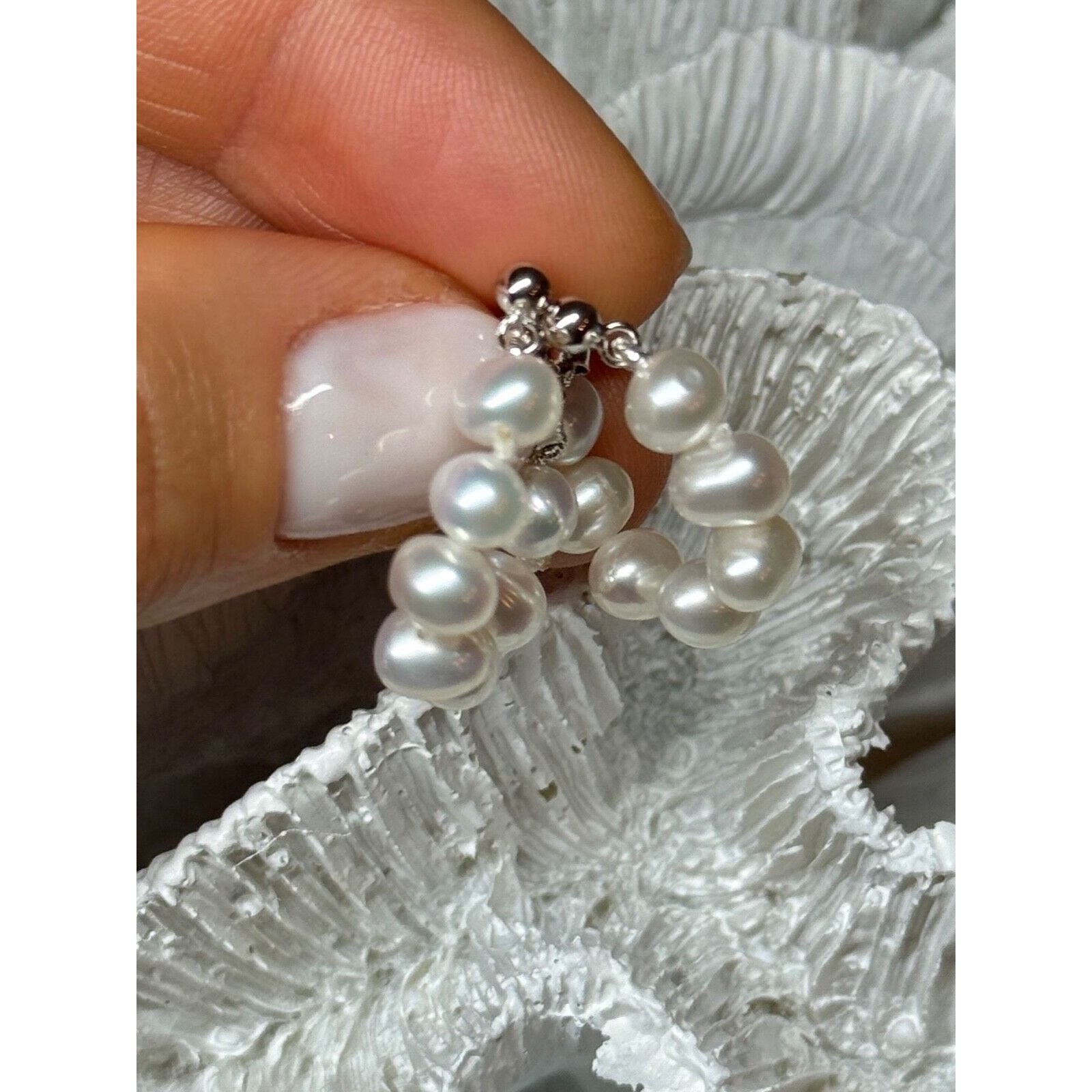 Jewelry 925 STERLING SILVER FRESH WATER PEARL EARRINGS LENGTH 0.8 In Size ONE SIZE - 10 Thumbnail