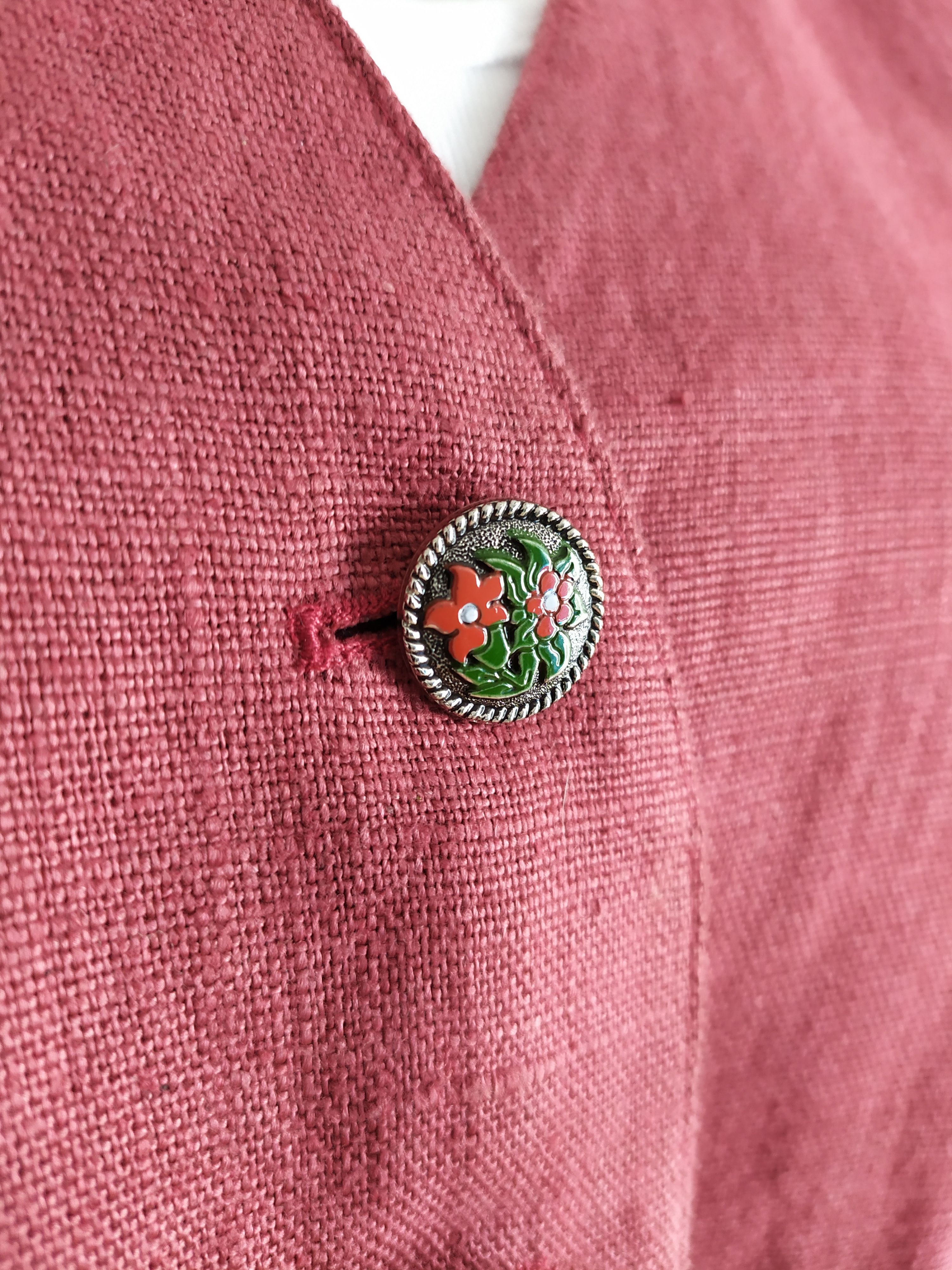 The Difference Raspberry Linen women jacket blazer Bavarian Vintage XL Size XXL / US 16-18 / IT 52-54 - 10 Thumbnail