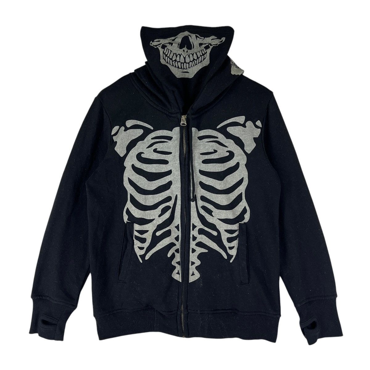トップス PPFM skull design thumbhole hoodie PPFM Multi Zip Skeleton Hoodie – 2010 – SaolMortem