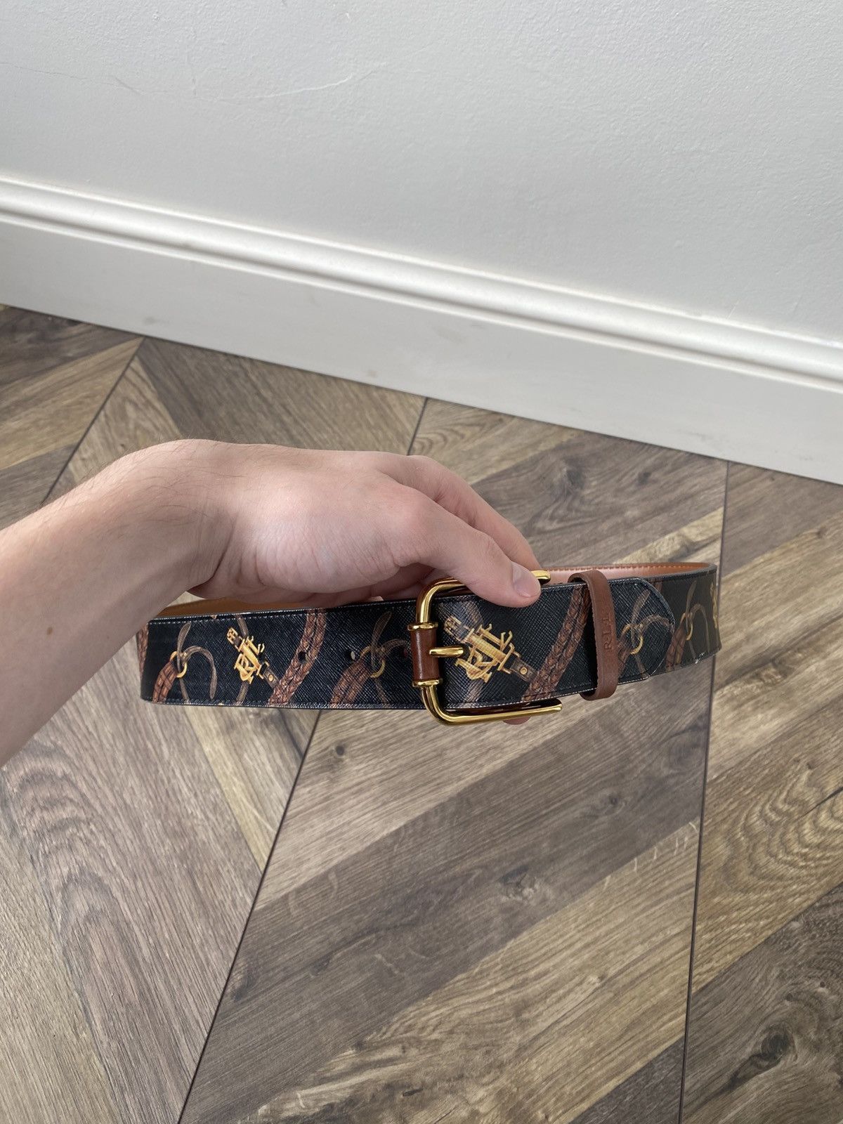 Ralph Lauren Vintage Ralph Lauren bit and bridle print all over logo belt Size 28 - 1 Thumbnail