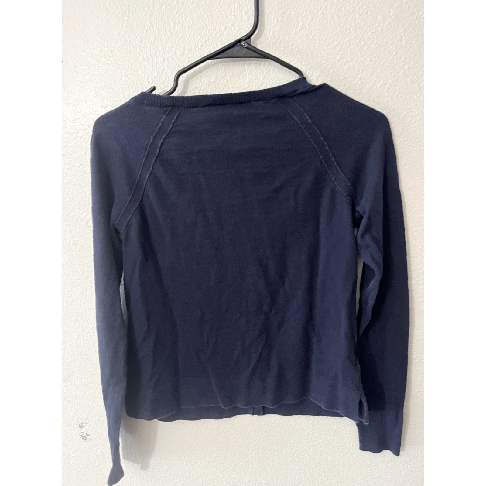 Loft VINTAGE LOFT Cardigan Sweater Women XS Blue Open Front 100% Cotton Long Sleeve Regular Knit Size XS / US 0-2 / IT 36-38 - 2 Thumbnail