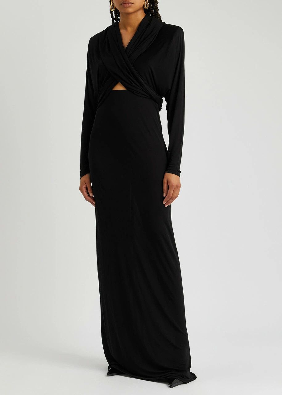 Saint Laurent Paris o1y0126 Maxi Dress in Black Size XS / US 0-2 / IT 36-38 - 4 Thumbnail