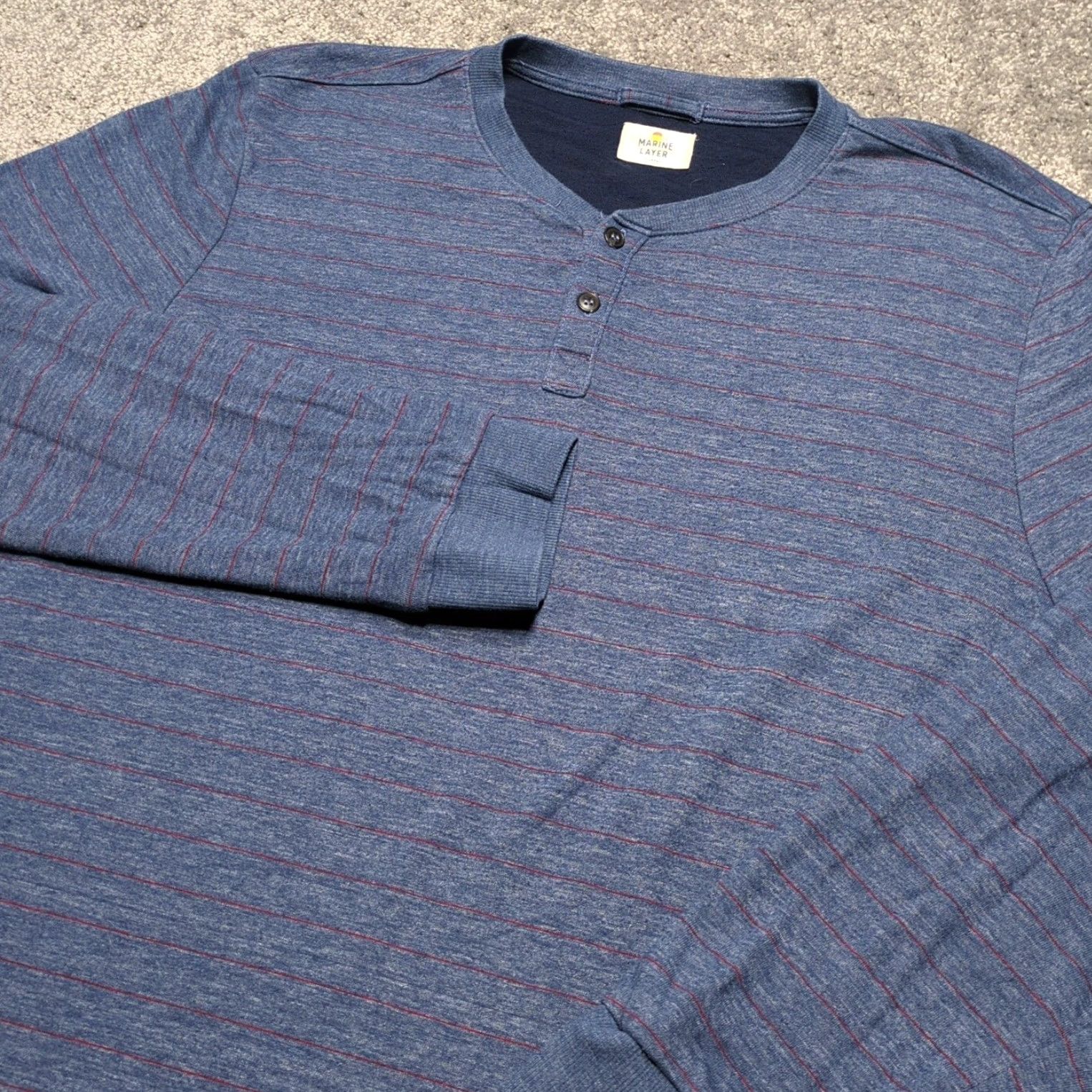 Marine Layer VINTAGE Marine Layer Henley Shirt Mens XL Blue Stripe Pullover Casual Base Layer Size US XL / EU 56 / 4 - 2 Thumbnail