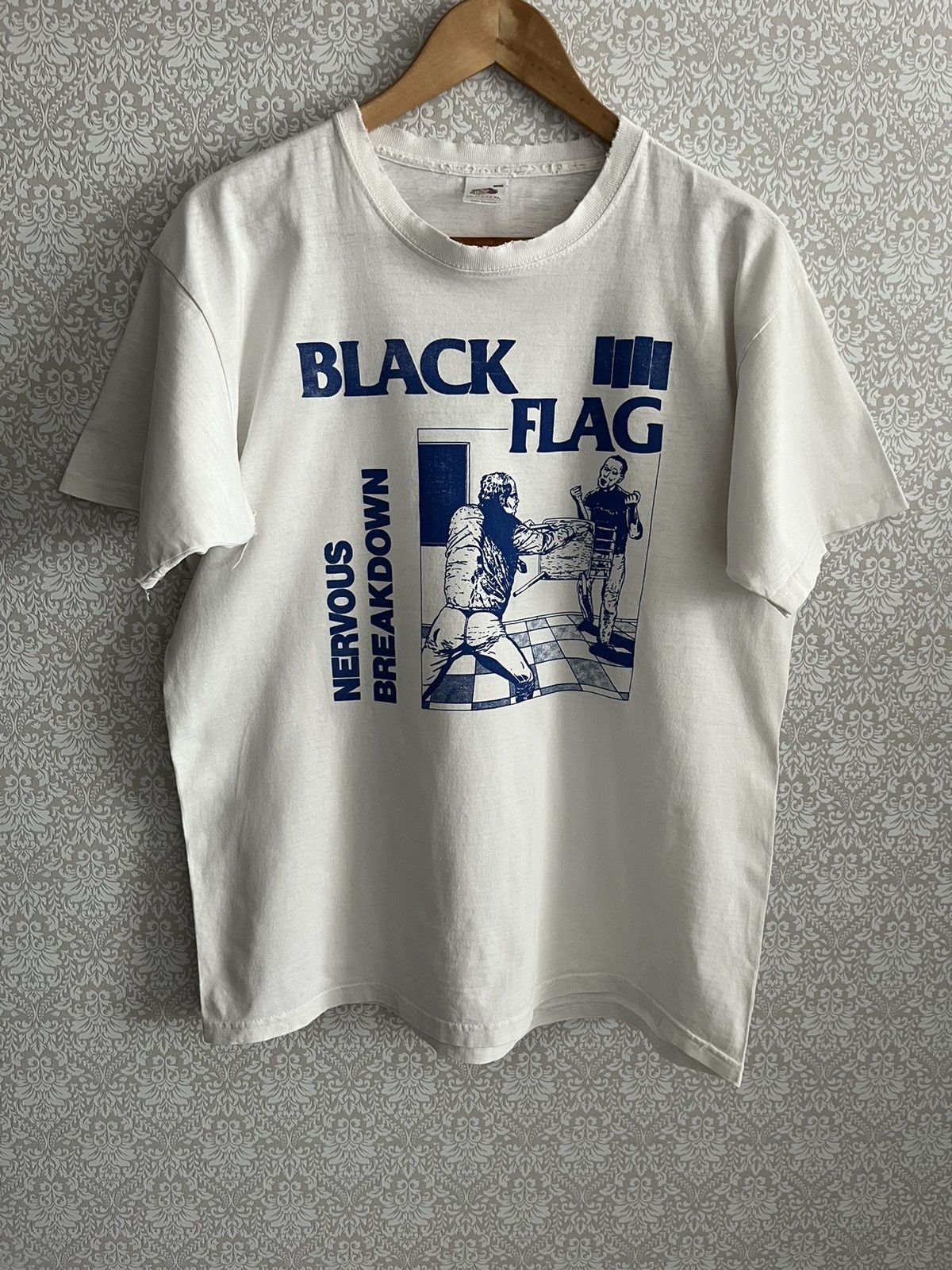 JUSTSWAG T-Shirt Uomo Black Flag Nervous Breakdown - Bianca, Taglia X-Large, 100% Cotone - 5