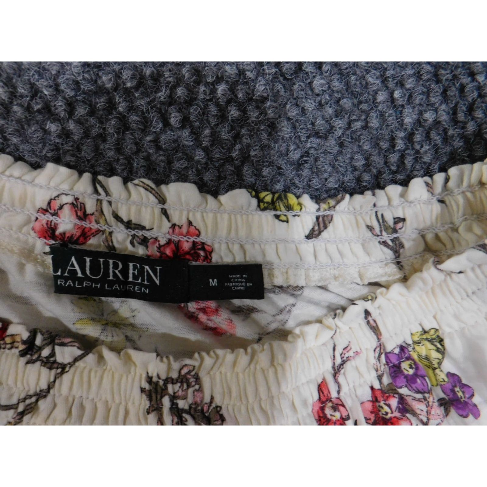 Ralph Lauren Lauren Ralph Lauren Blouse Womens Medium White Floral 3/4 Sleeve Peasant Top Shirt Womens M White Floral 3/4 Sleeve Peasant Top Size M / US 6-8 / IT 42-44 - 6 Thumbnail