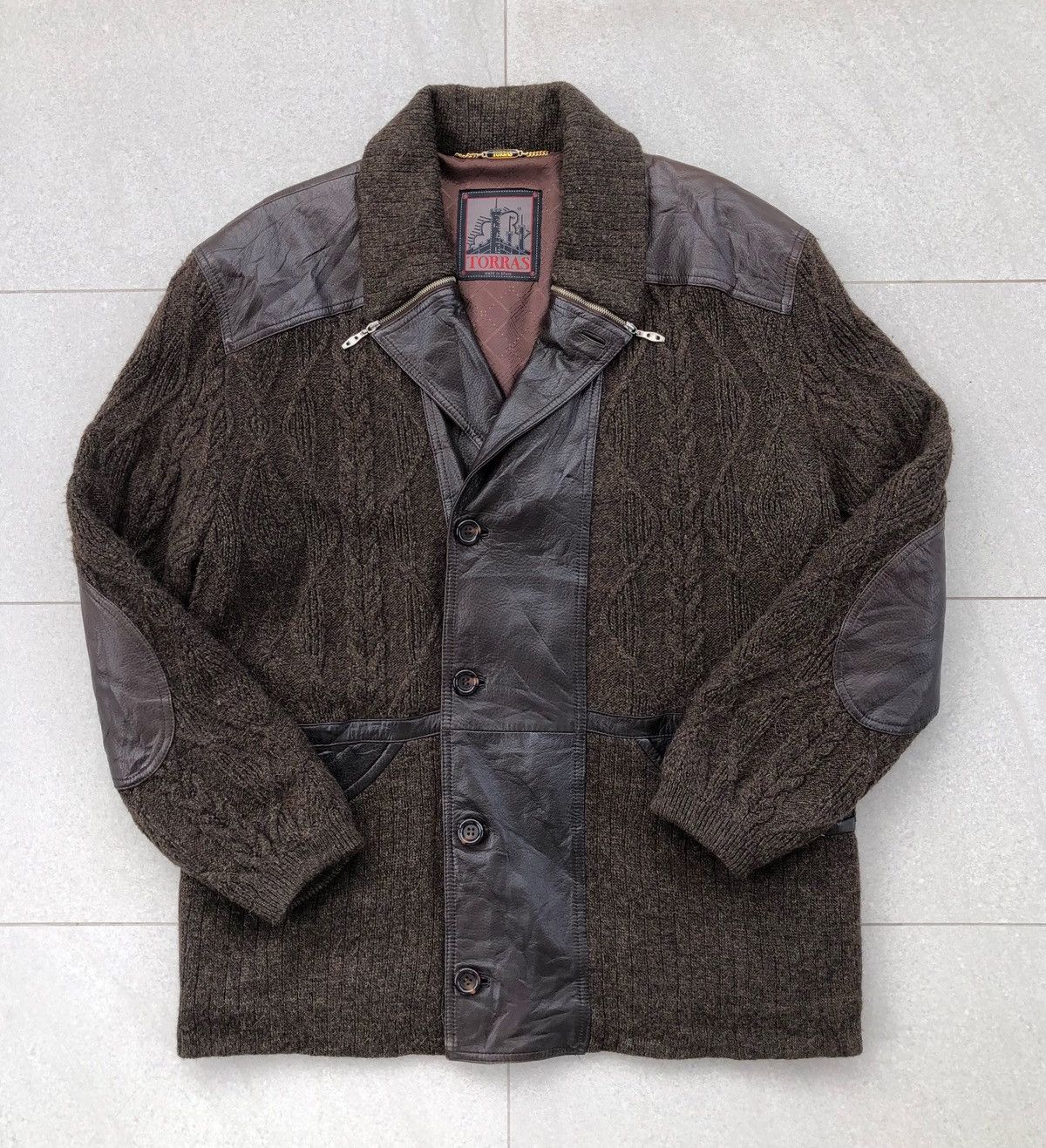 Torras Vintage TORRAS Knitted Mix Leather Paneling Parka Jacket Size US L / EU 52-54 / 3 - 2 Thumbnail