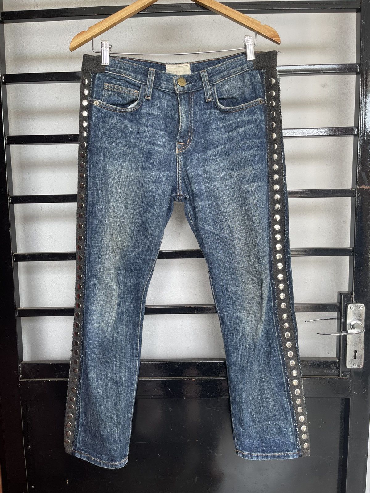 Current/Elliot × Marni Marni X Current Elliot Side Tape Cropped Jeans Size 33" - 1 Thumbnail