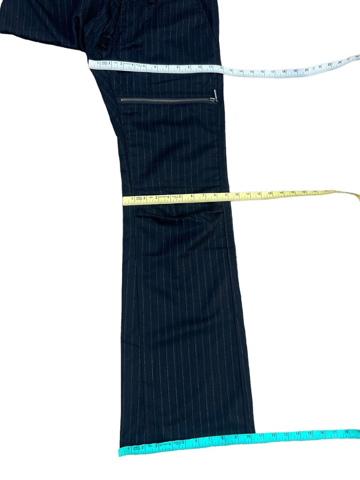Vintage The Tenoras Japan Silver Striped Flare Cargo Trouser Pant Size US 31 - 4 Thumbnail