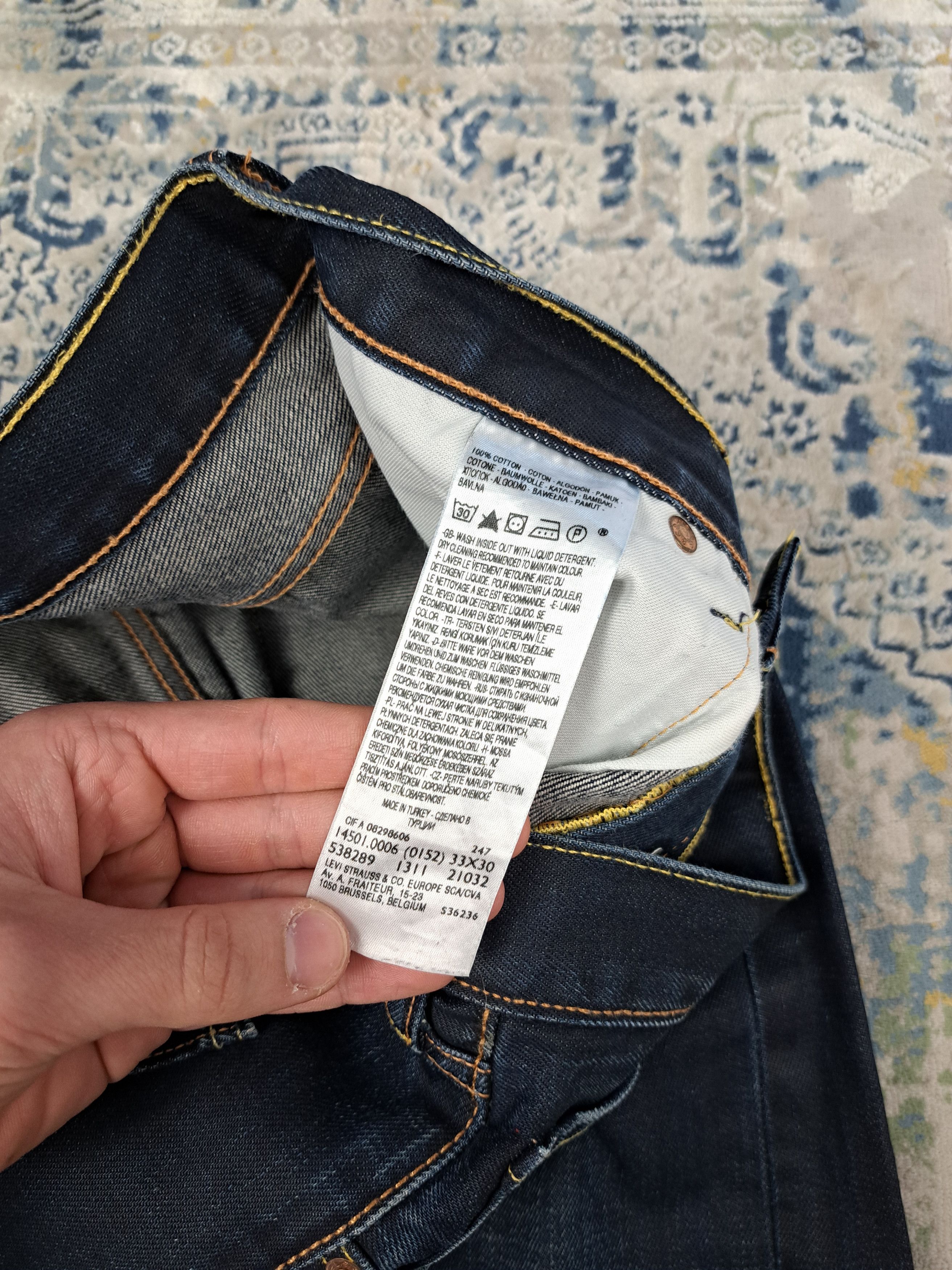 Levi's Levi's 501 Waxed Denim Straight Fit Jeans Avant Garde Size US 33 - 10 Thumbnail