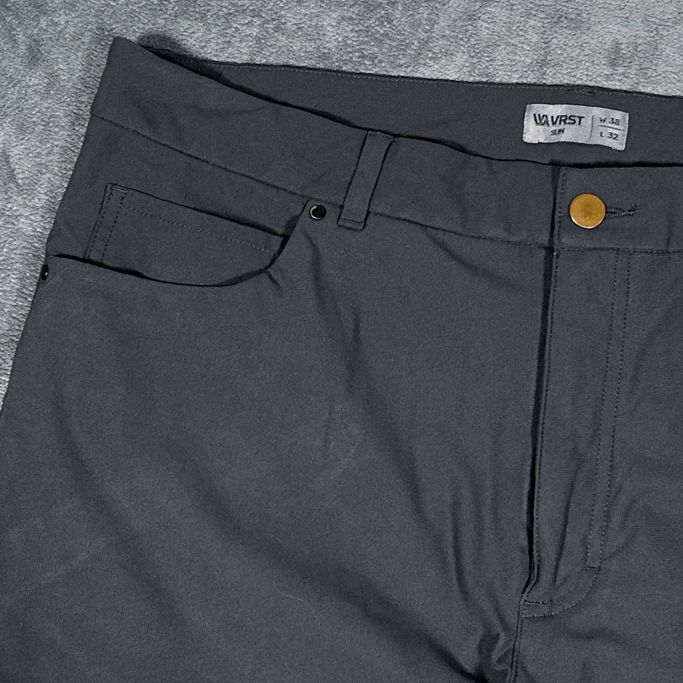 Vintage VRST Slim Performance Golf Pants Mens 38x30 Gray Slate 5-Pocket Casual Sports Size US 38 / EU 54 - 3 Thumbnail