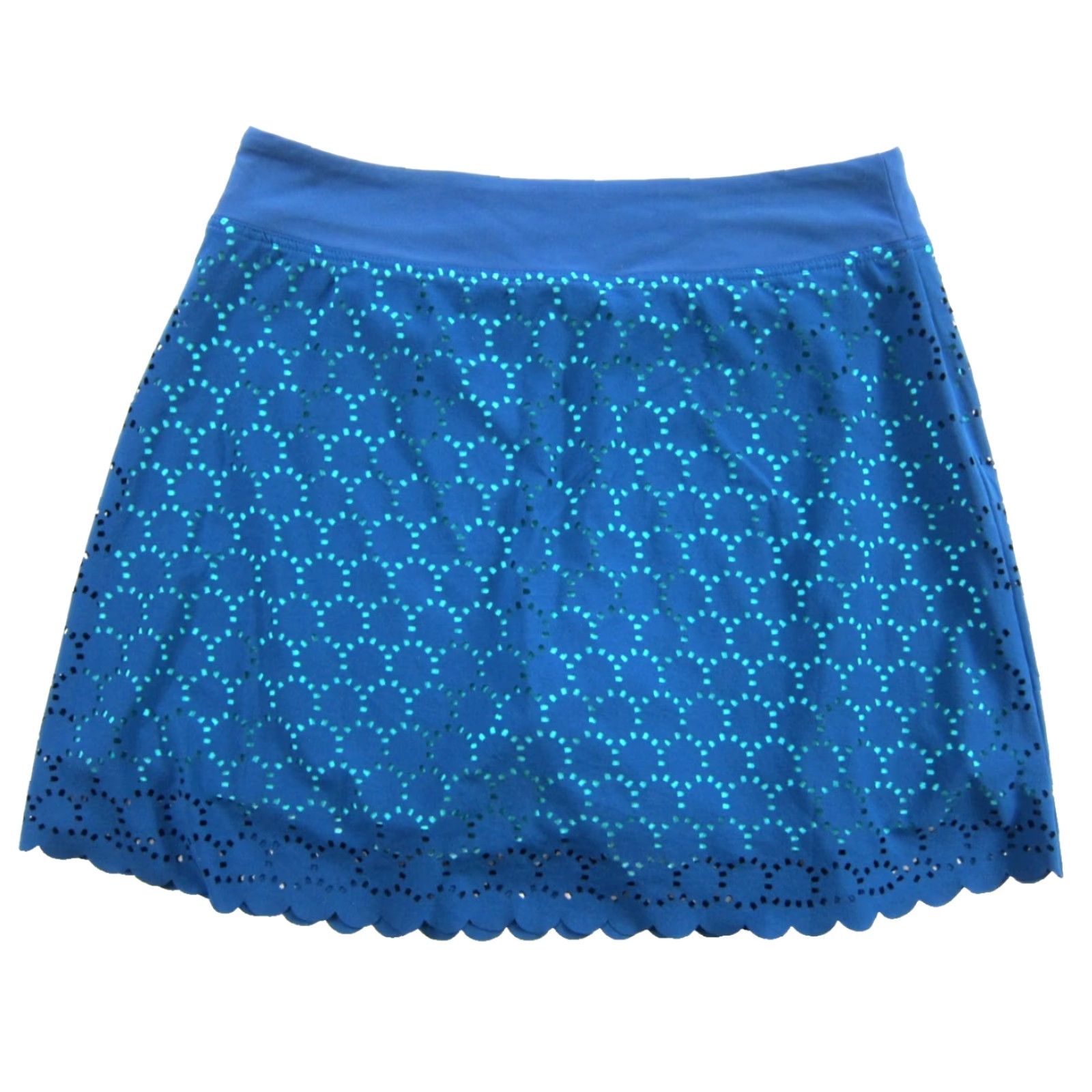 Vintage Title Nine Blue Perforated Lined Stretch Skort Skirt Shorts Women Large Size 36" / US 14 / IT 50 - 2 Thumbnail