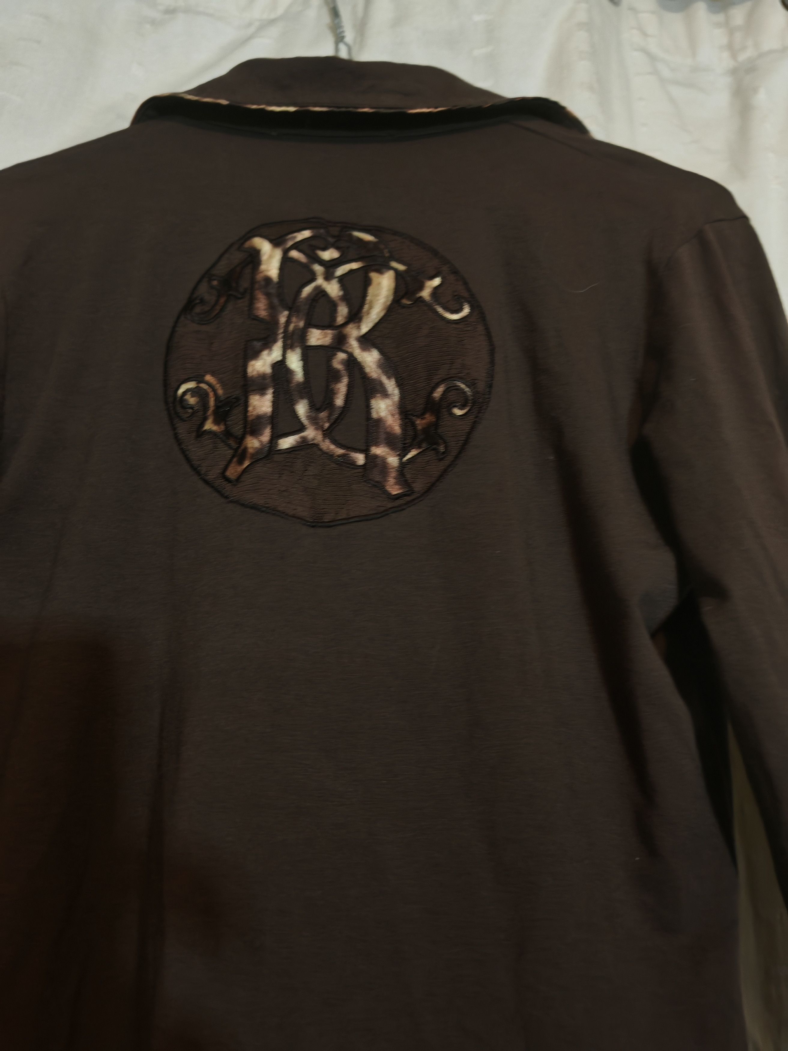 Roberto Cavalli Vintage Roberto Cavalli Brown Polo Shirt Animal Print sz XL Size XL / US 12-14 / IT 48-50 - 4 Thumbnail