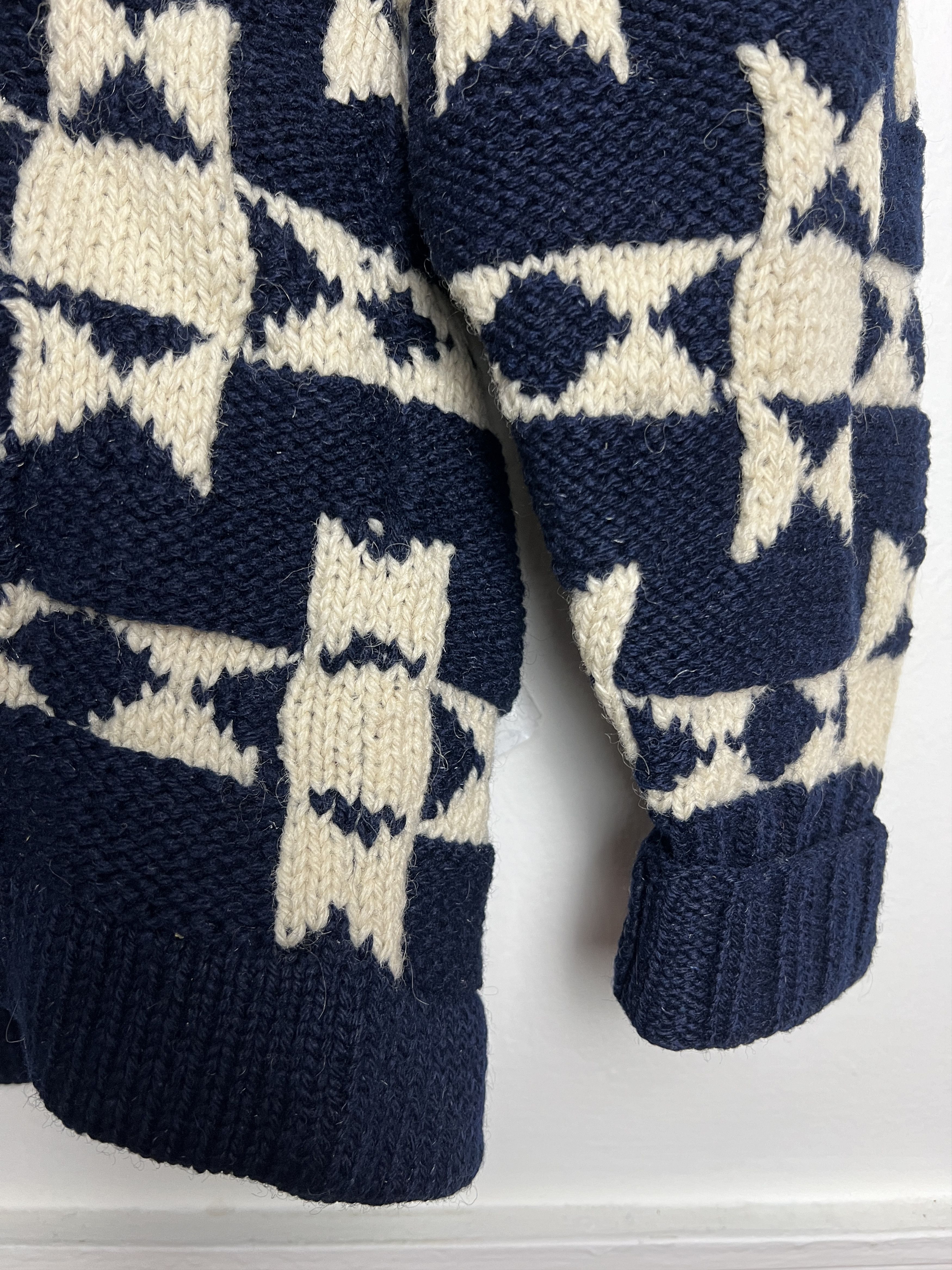 Ralph Lauren × Vintage Chunky Hand Knit Intarsia Cardigan Sweater Size US L / EU 52-54 / 3 - 5 Thumbnail